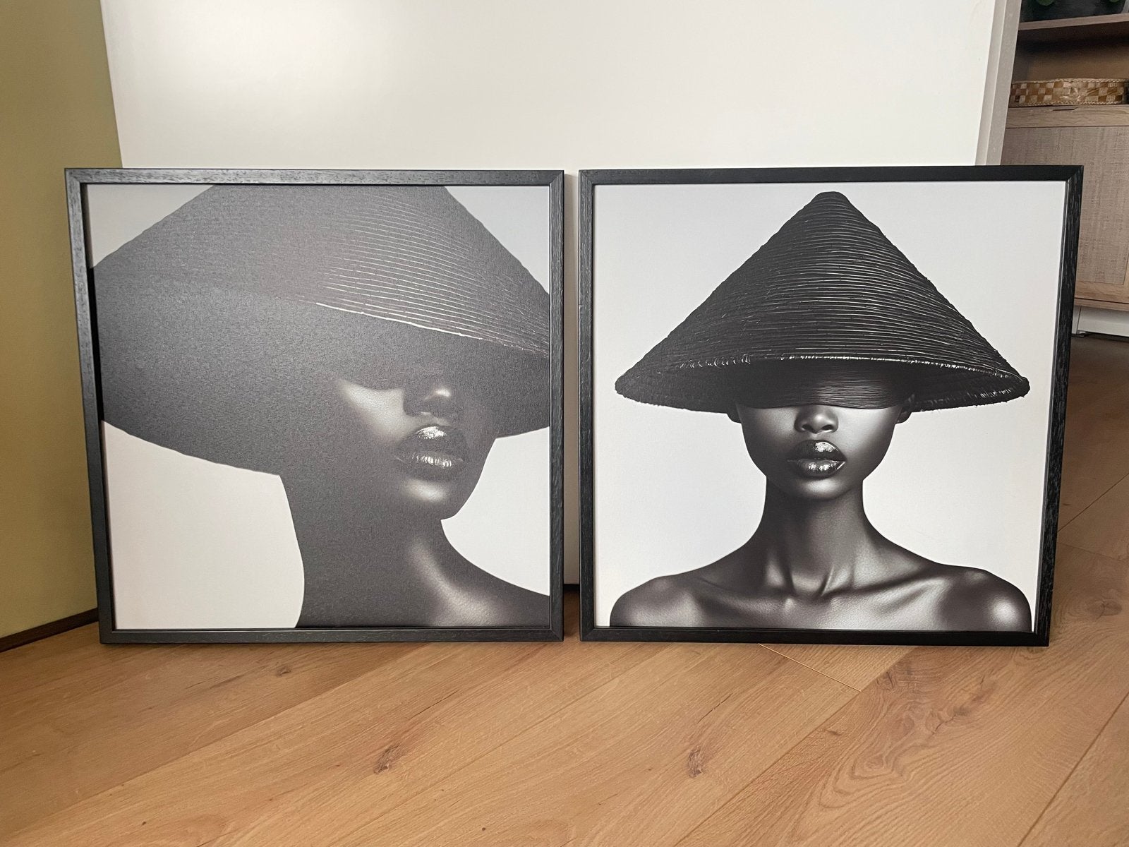 Set van 2 moderne kunstwerken: 'Ombre di Eleganza B', Ophalen, Ingelijst, Print, Portret
