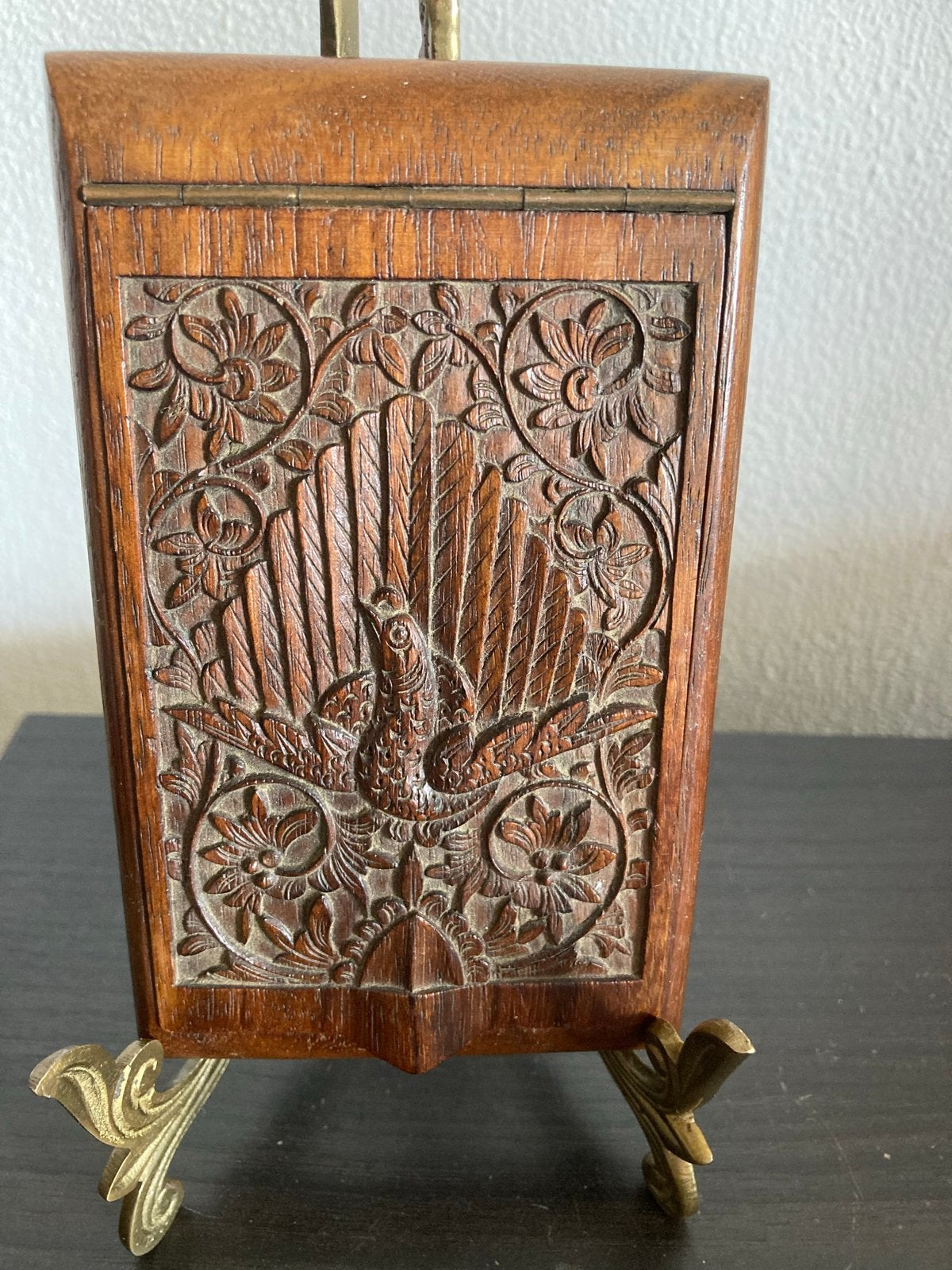 Vintage Houten Sigarettendoos met Fabelachtig Snijwerk, Ophalen of Verzenden