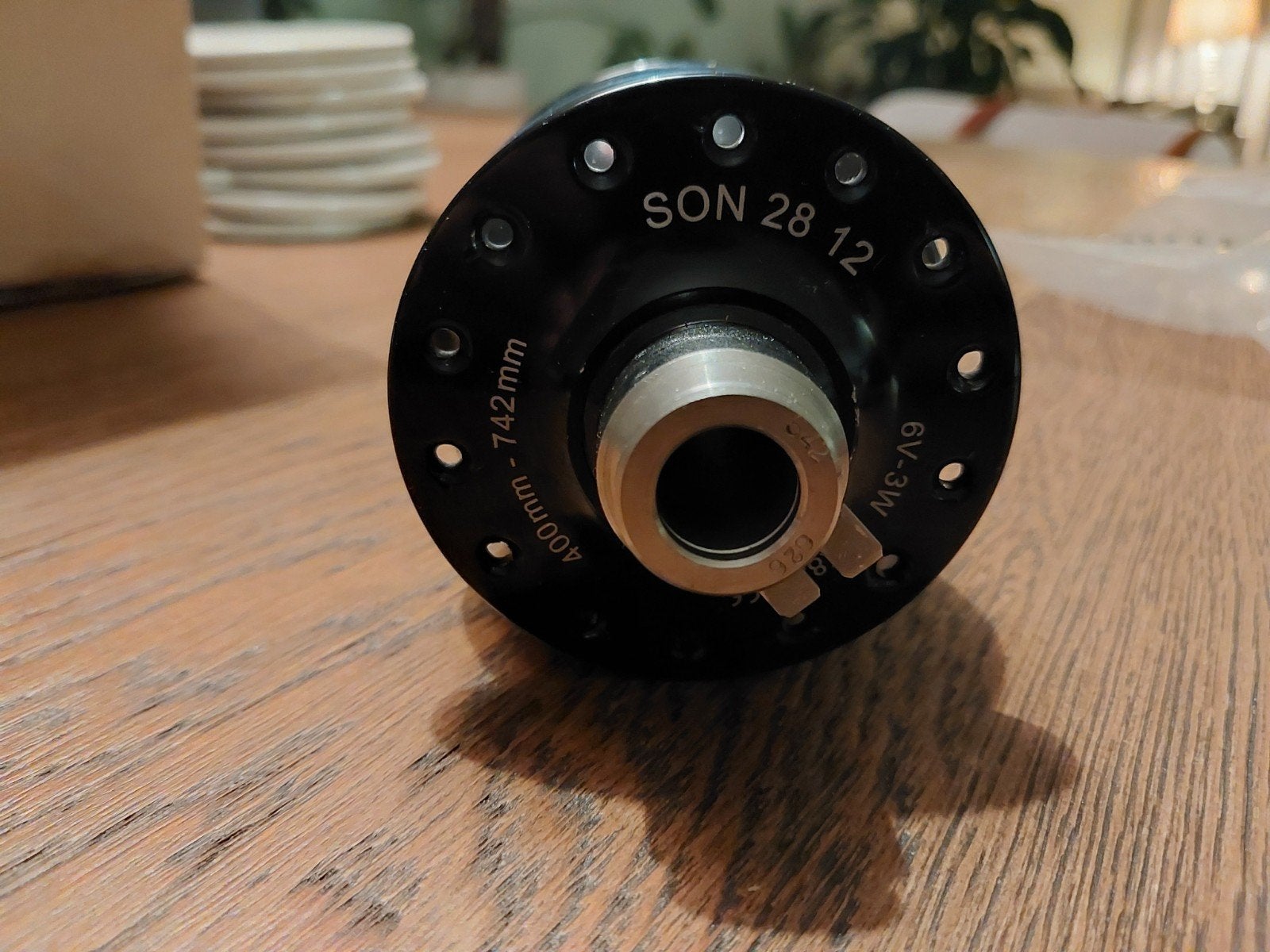 SON 28 12x100 28h Centerlock naafdynamo, Elektrische fiets, SON, Ophalen of Verzenden, Zo goed als nieuw