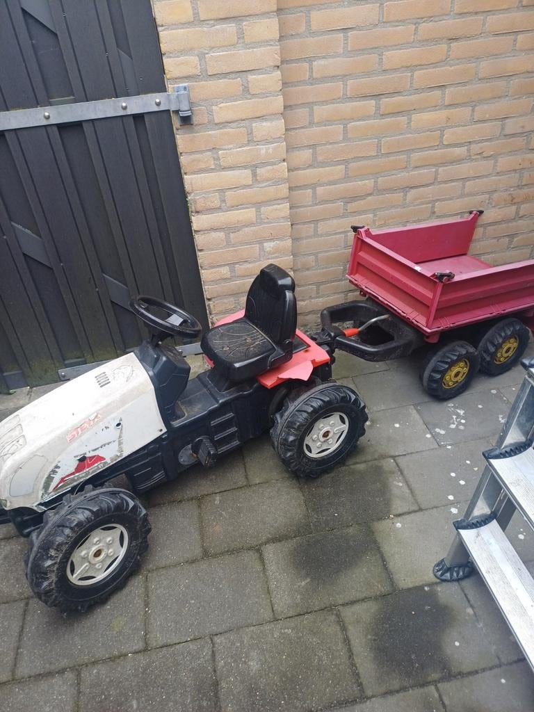 Speelgoed traktor met aanhanger, Ophalen of Verzenden, Gebruikt