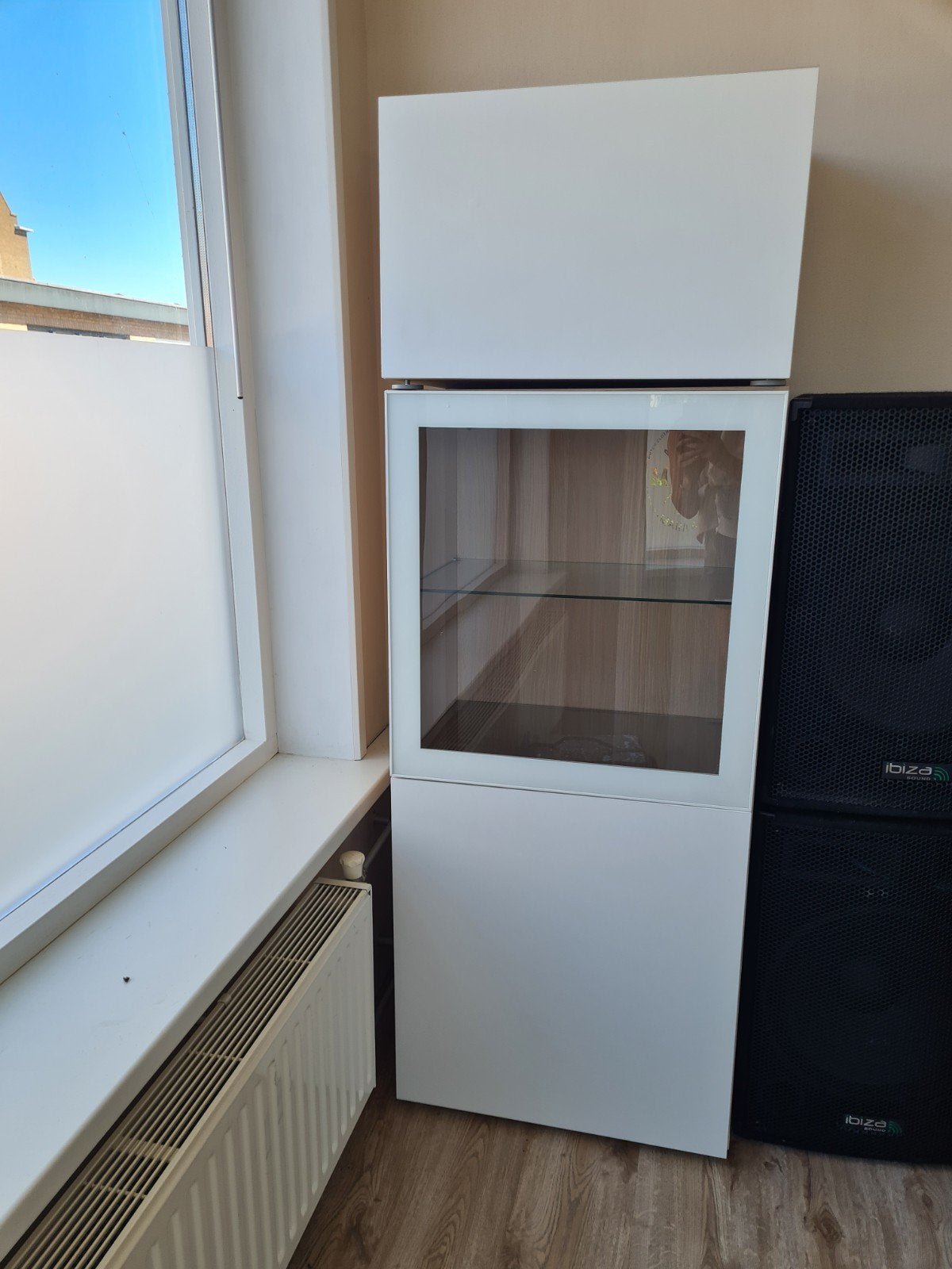 Moderne kast wit met houtmotief - 3 onderdelen, Ophalen of Verzenden, Gebruikt
