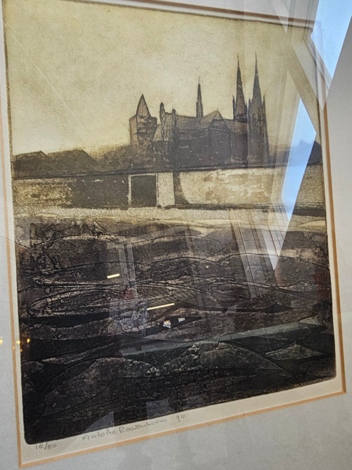 Ets van Antoine Roosenboom - Kasteel met water, Ophalen of Verzenden