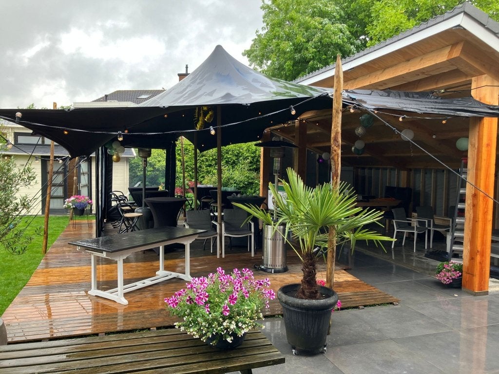 Zwarte Stretchtent huren! - Exclusieve tent bruiloft huren!, Ophalen, Nieuw, Geboorte of Huwelijk