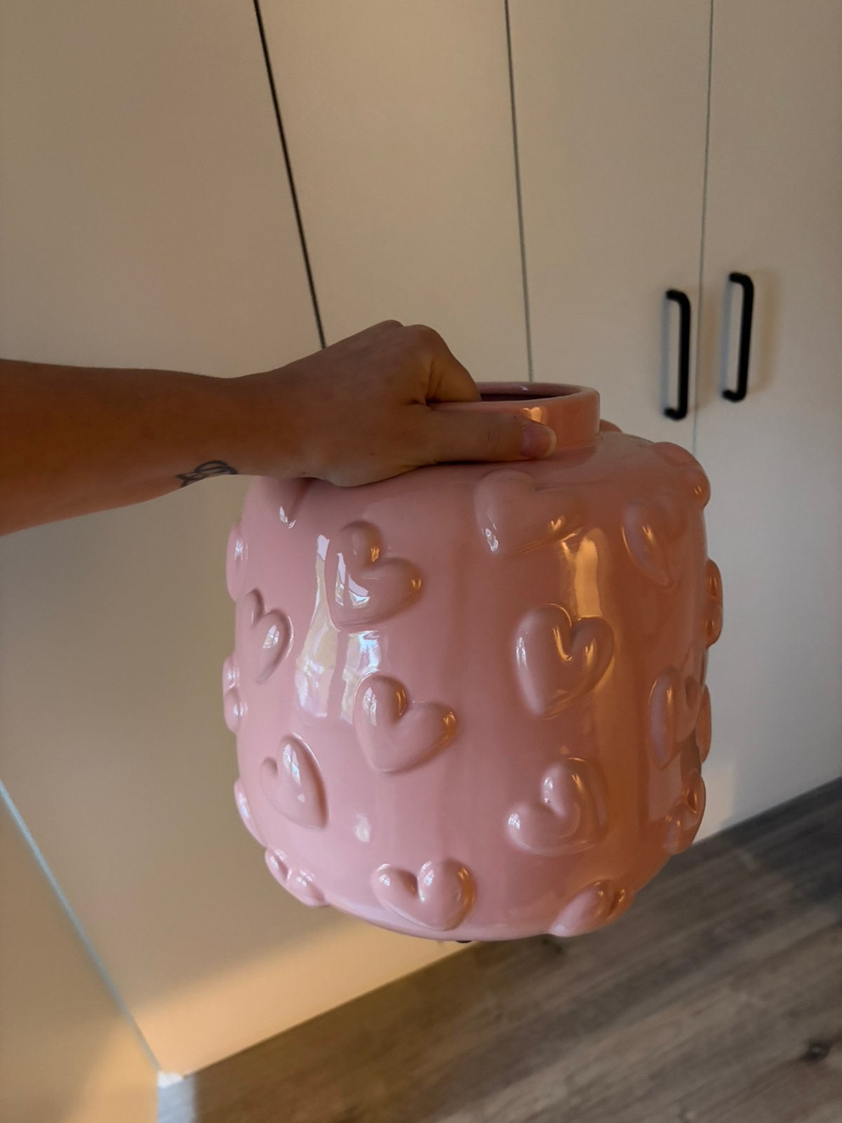 Roze hartjes vaas, Huis en Inrichting, Ophalen, Nieuw, Roze