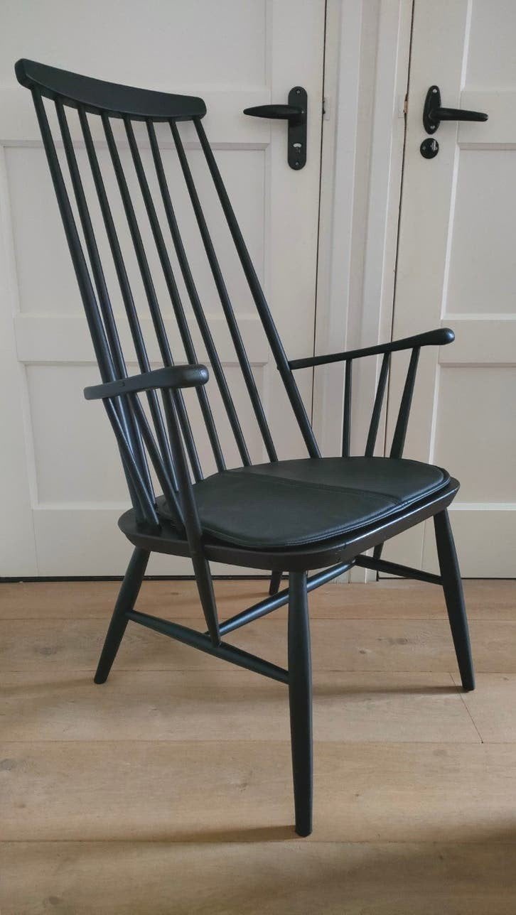 Vintage spijlenstoel Deens design stoel spijlen stoel, Ophalen, Gebruikt, Zwart, Eén