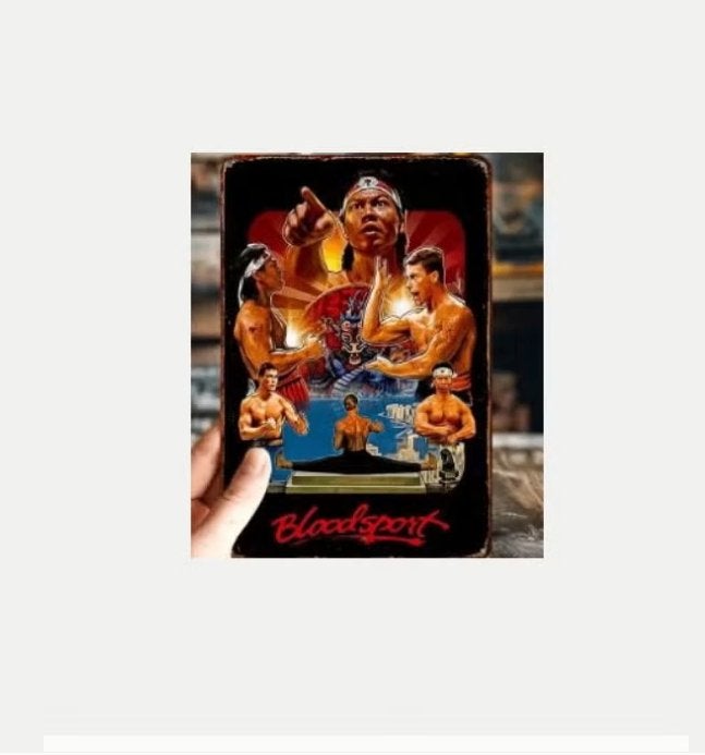 Vintage metalen bordje Bloodsport (30x20cm), Ophalen of Verzenden, Nieuw, Reclamebord