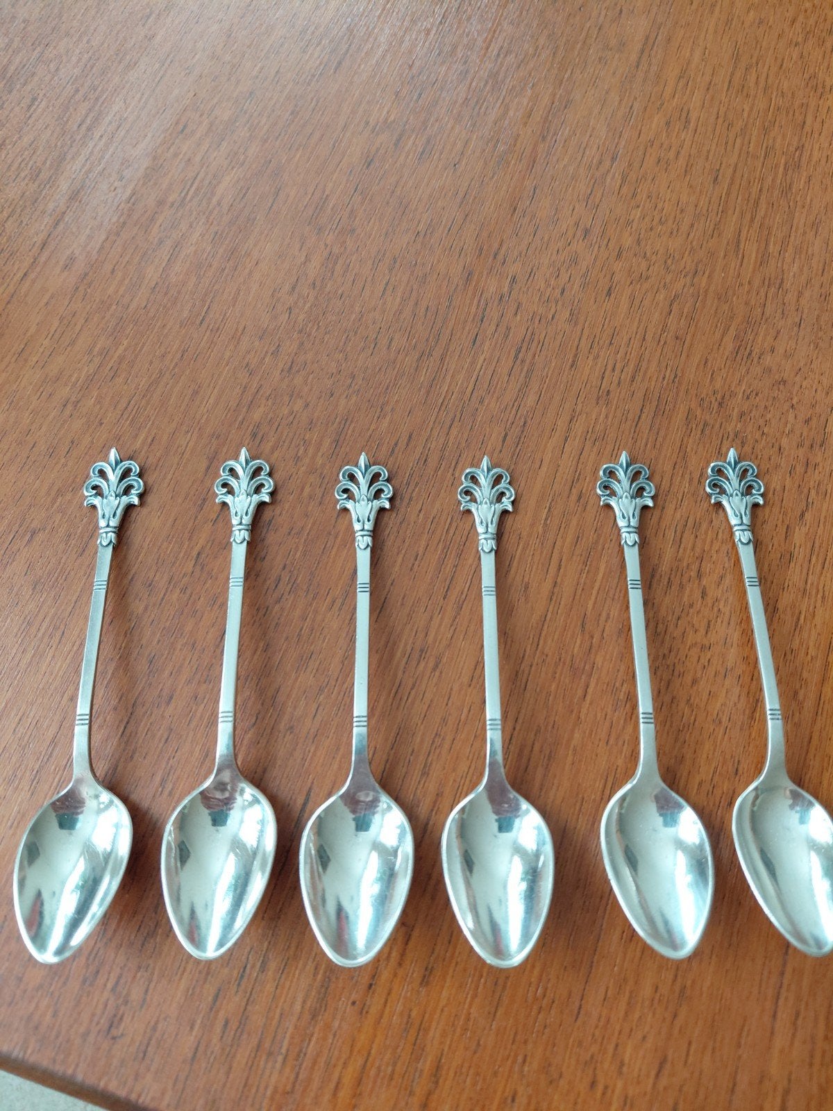Set van 6 verzilverde theelepels met Fleur-de-lis, Ophalen of Verzenden