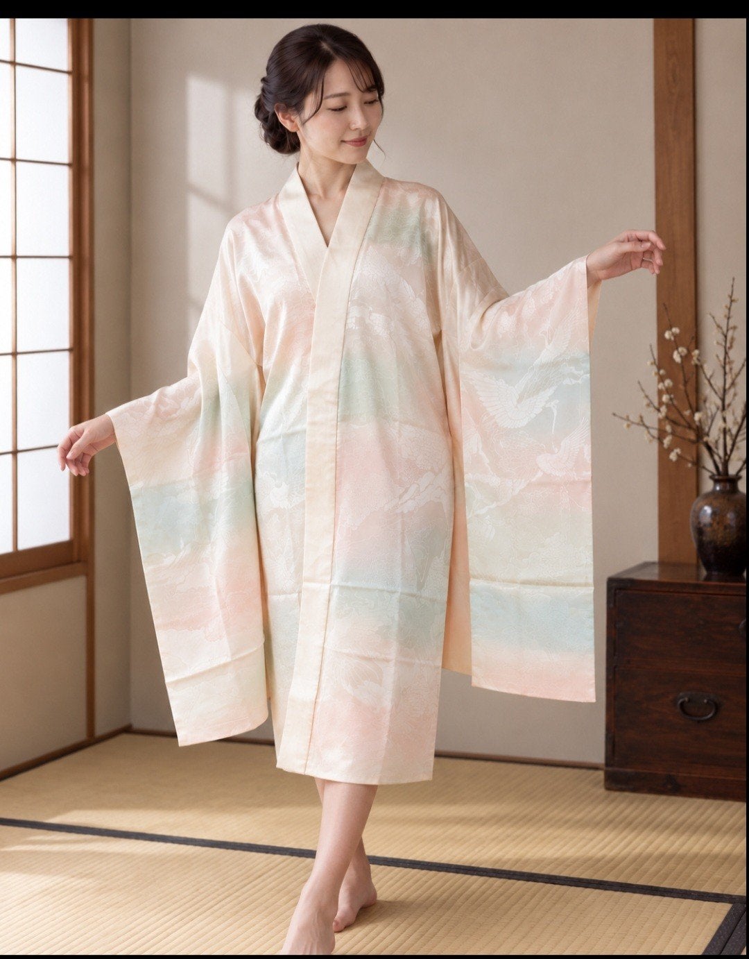 Prachtige vintage Japanse nagajuban / onderkimono voor furis, Ophalen of Verzenden