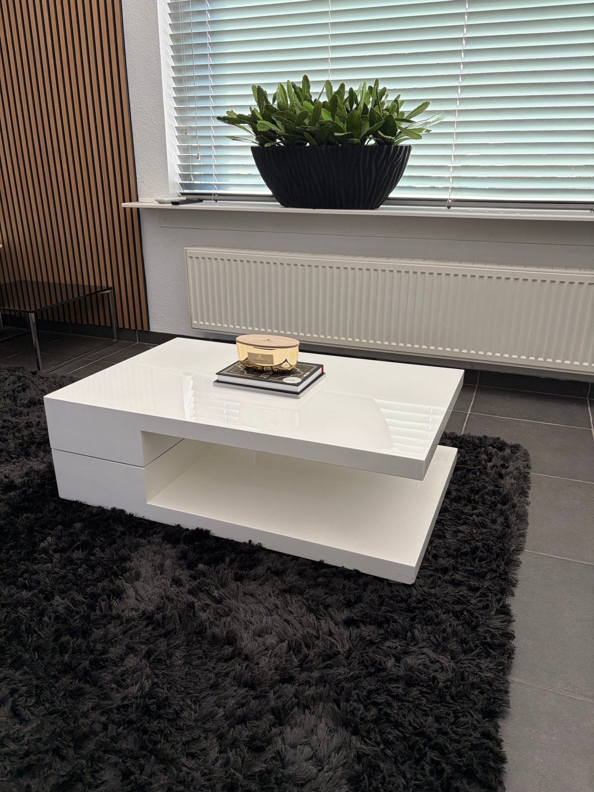 Moderne Salontafel Piet Klerkx - Wit Hoogglans, Ophalen, Overige materialen, Gebruikt, 50 tot 100 cm