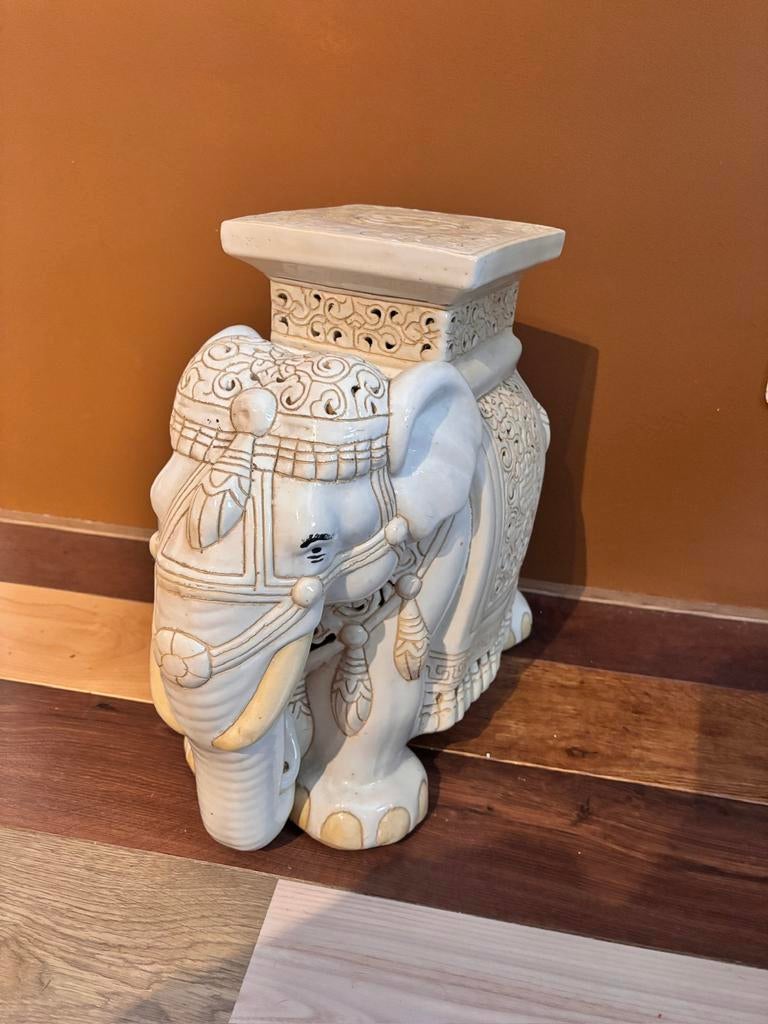 Bijzettafel vintage XXL olifant keramiek, Ophalen, Minder dan 55 cm, Zo goed als nieuw, Vintage jaren 70