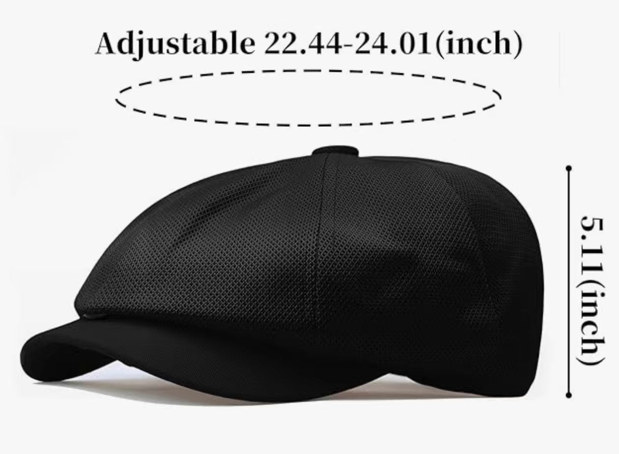 Zwarte Verstelbare Ademende Platte Cabbie Pet, Kleding | Heren, Hoeden en Petten, Ophalen, Nieuw, One size fits all, Pet
