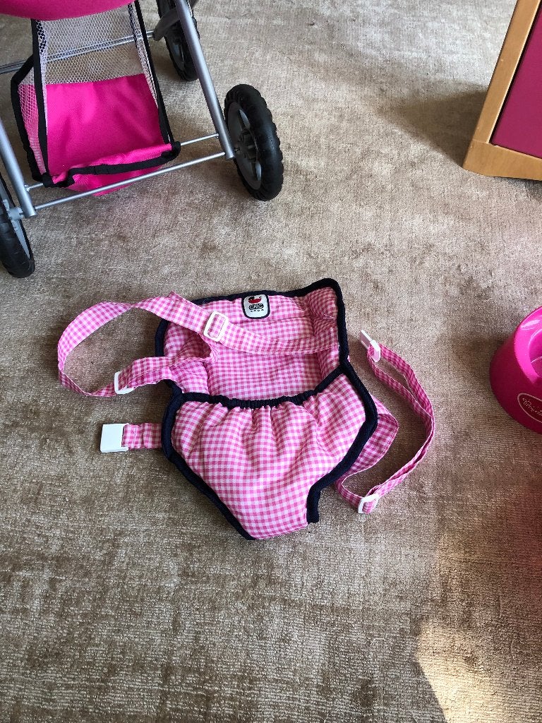 Poppendraagzak Chic 2000 - Roze Geruit, Ophalen, Zo goed als nieuw, Babypop