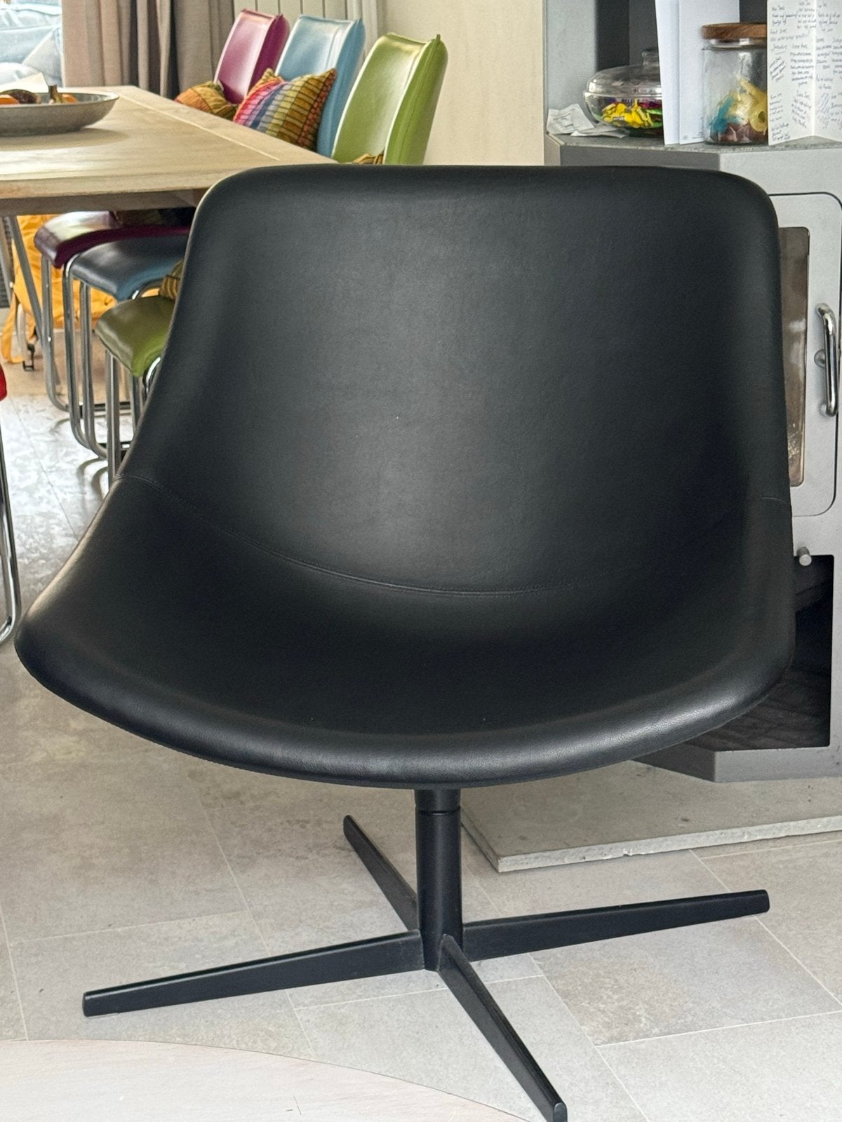Lapalma fauteuil, zwart leer, Zwart, Leer, Ophalen of Verzenden, Zo goed als nieuw