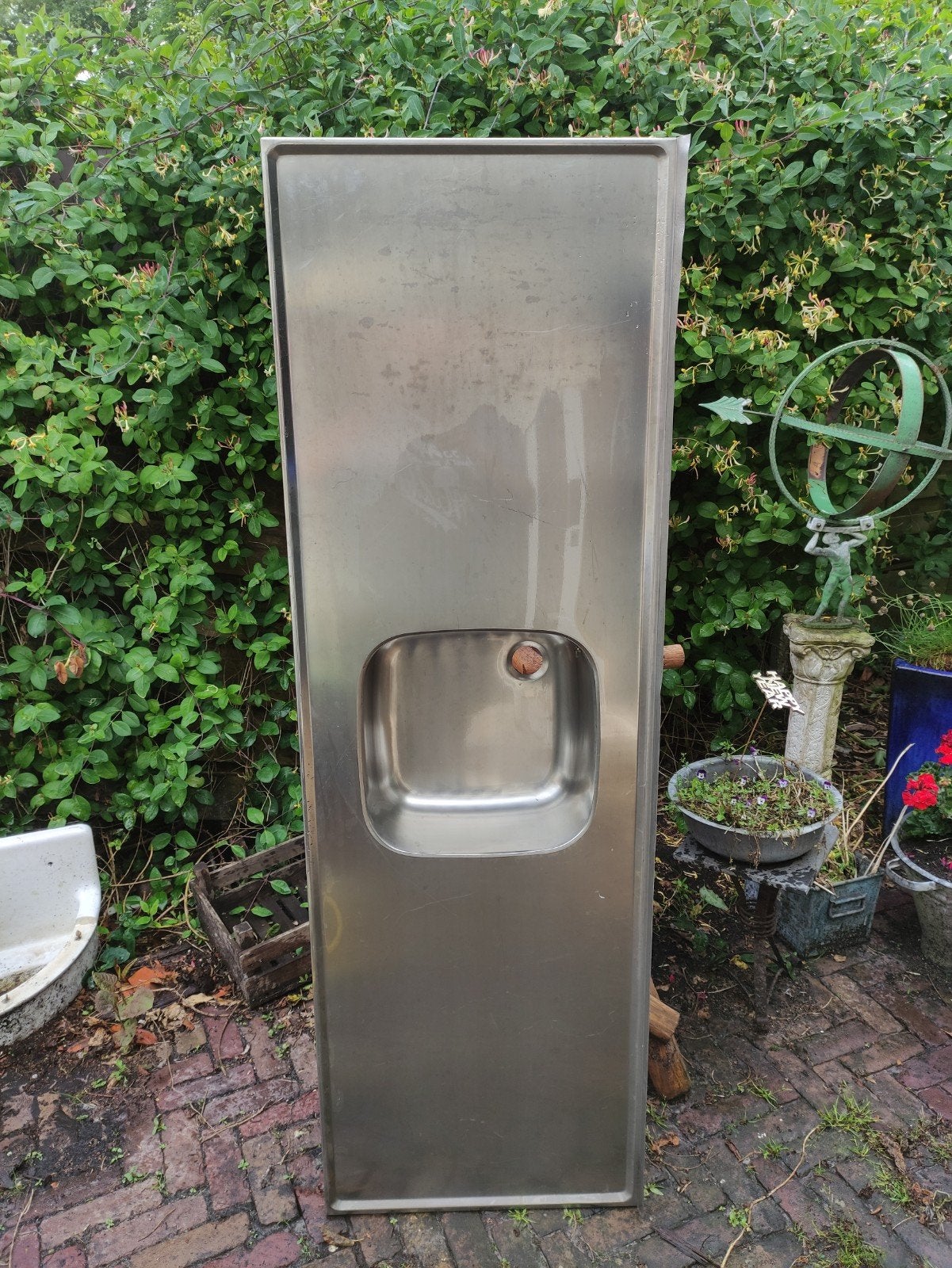 RVS Keukenblad met Spoelbak - Gebruikt, Gebruikt, Overige typen, Ophalen of Verzenden, Grijs