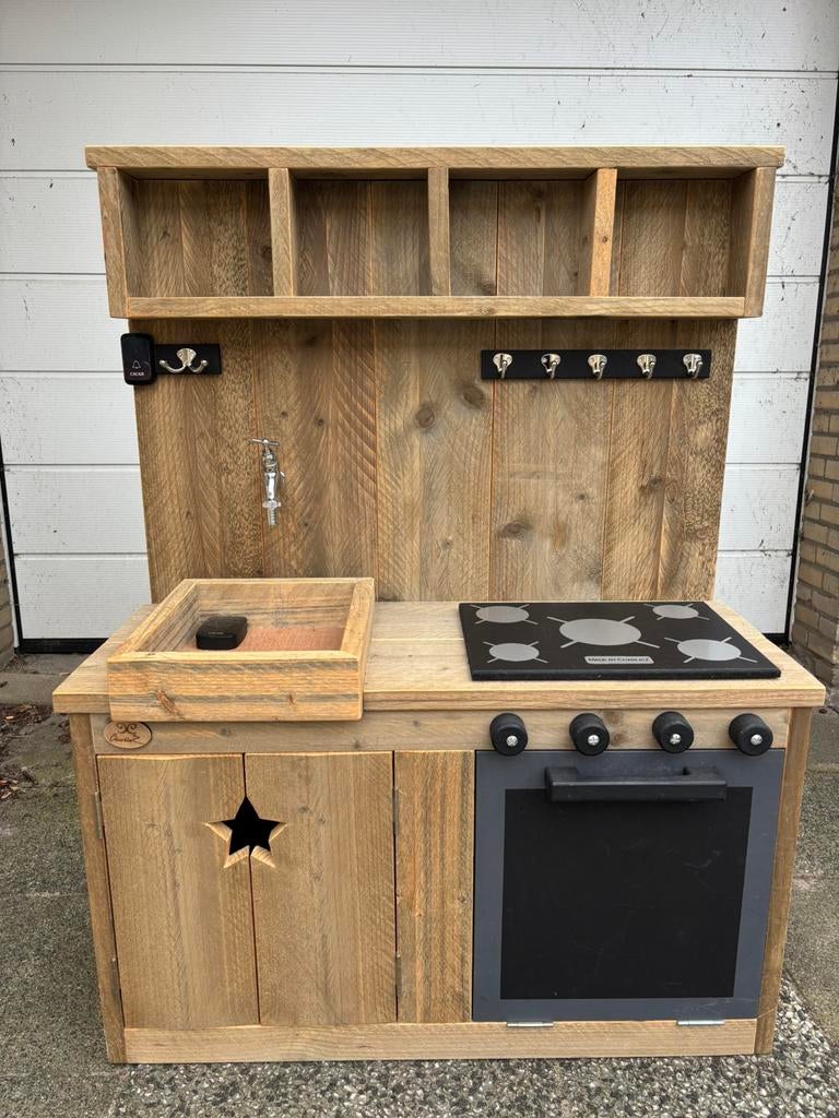 Steigerhouten speelkeuken, Ophalen, Zo goed als nieuw, Hout, Speelkeuken