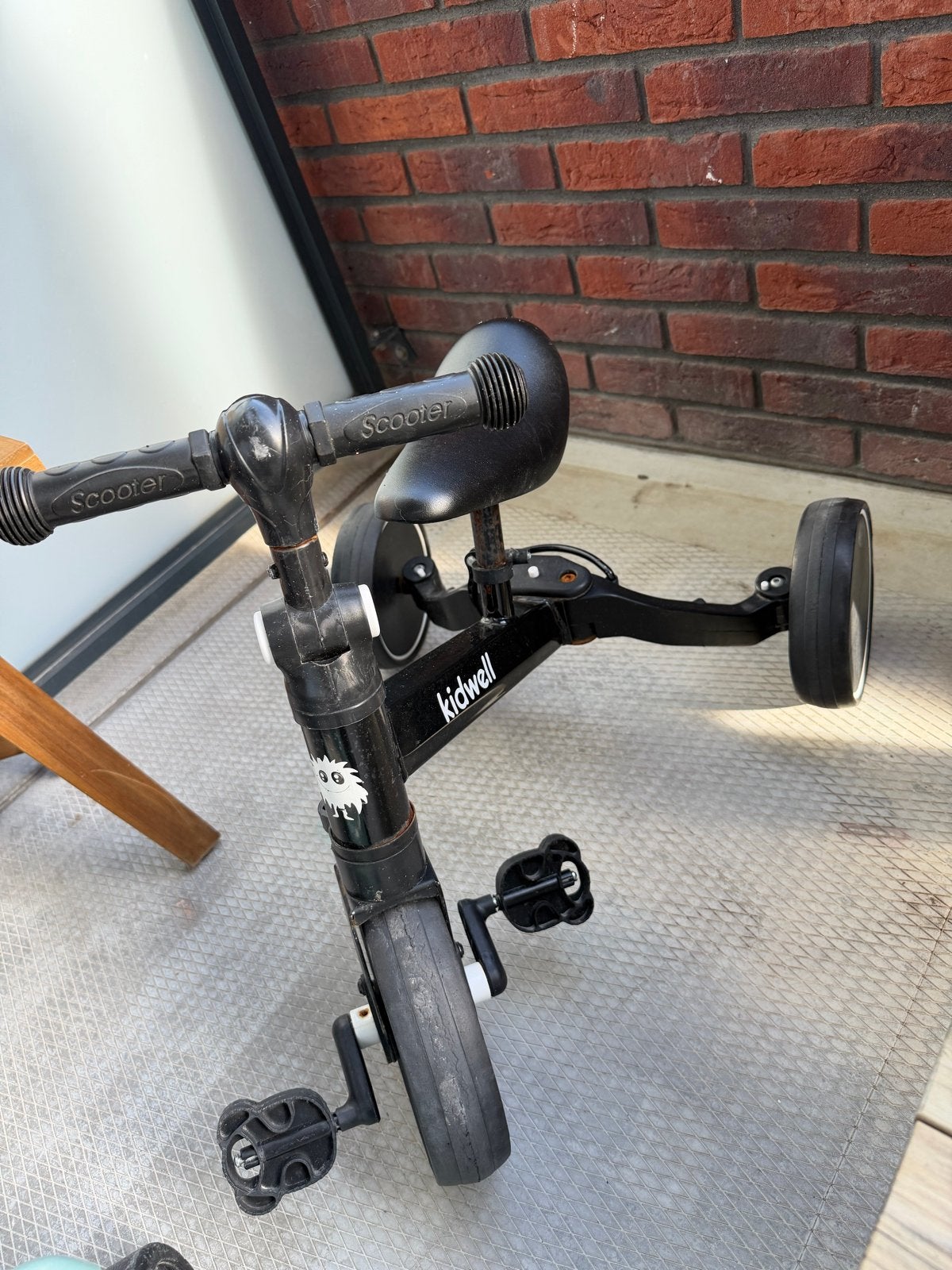 Kidwell Scooter Driewieler - Zwart, Fietsen en Brommers, Fietsen | Driewielers, Ophalen, Gebruikt, Velgrem, Verstelbare zitting