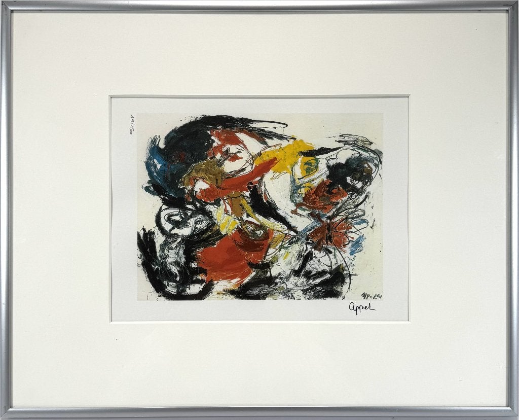 29. Kleurenlitho, Karel Appel - "Tête Tragique", 1961, Ophalen of Verzenden