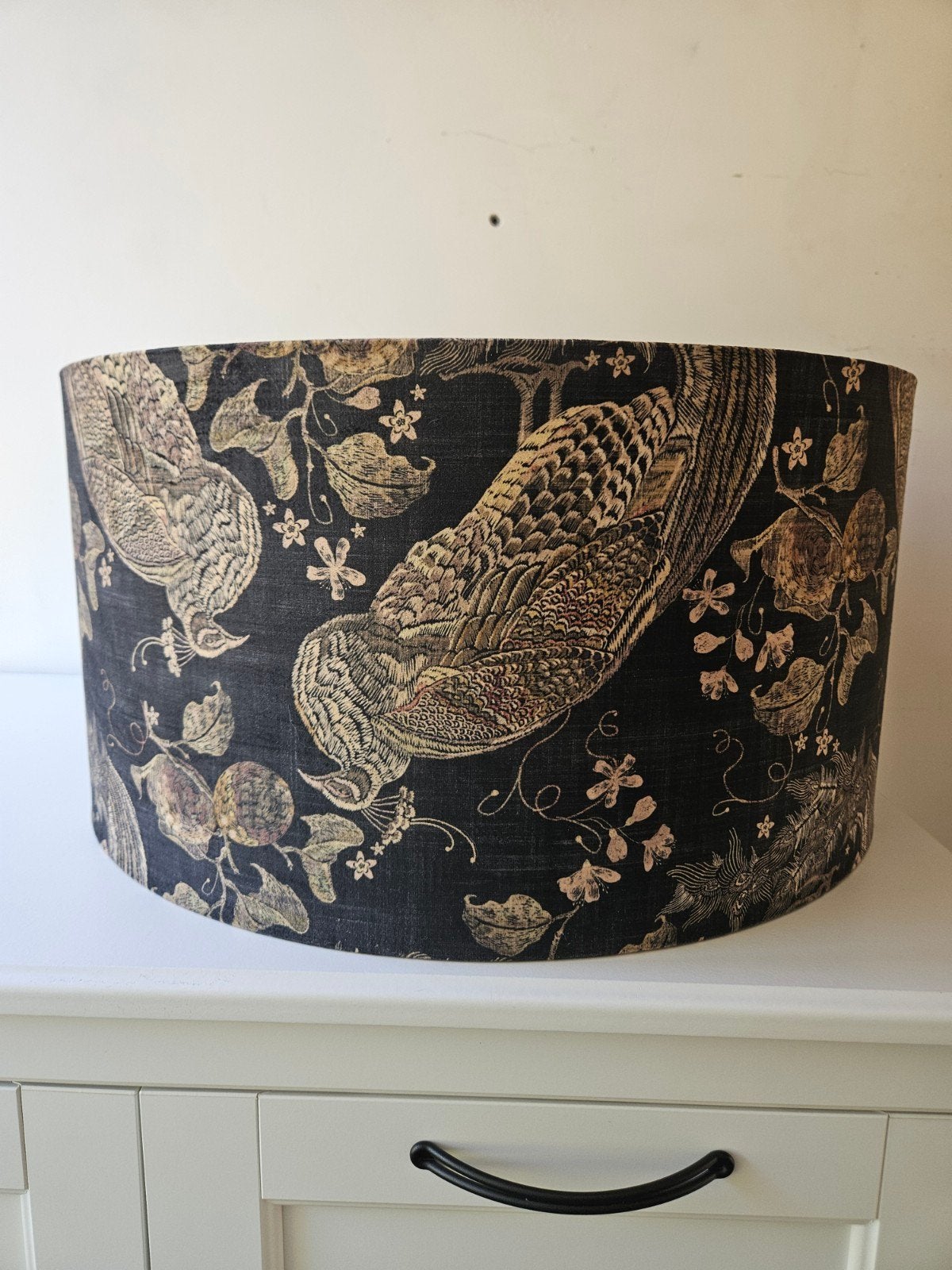 Luxe lampenkap met vogelprint, 25x50 cm, Huis en Inrichting, Ophalen, Zo goed als nieuw, Rond