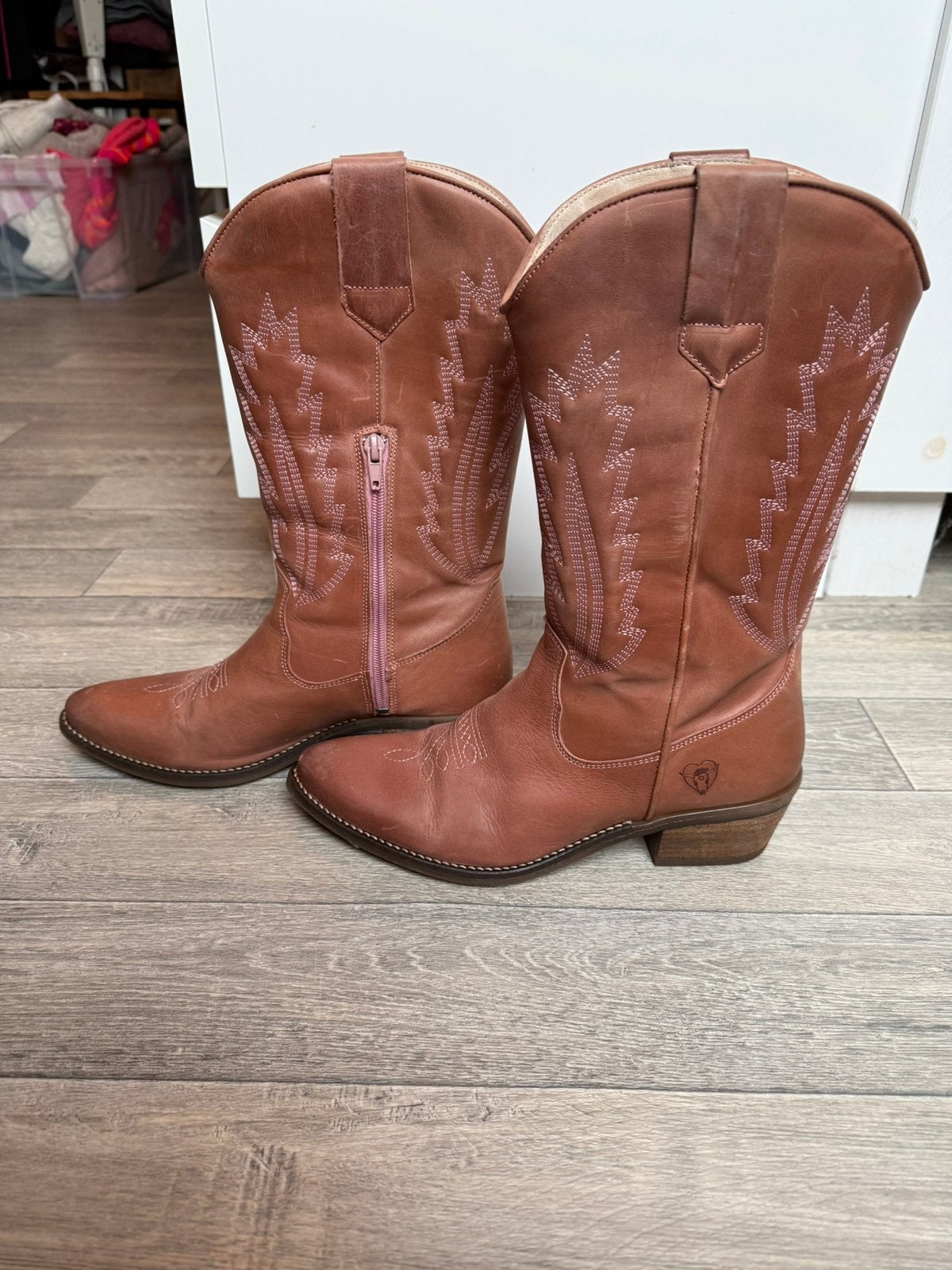 Dames cowboylaarzen La Pintura roze leer 40, Lage of Enkellaarzen, Ophalen of Verzenden, Zo goed als nieuw, Roze