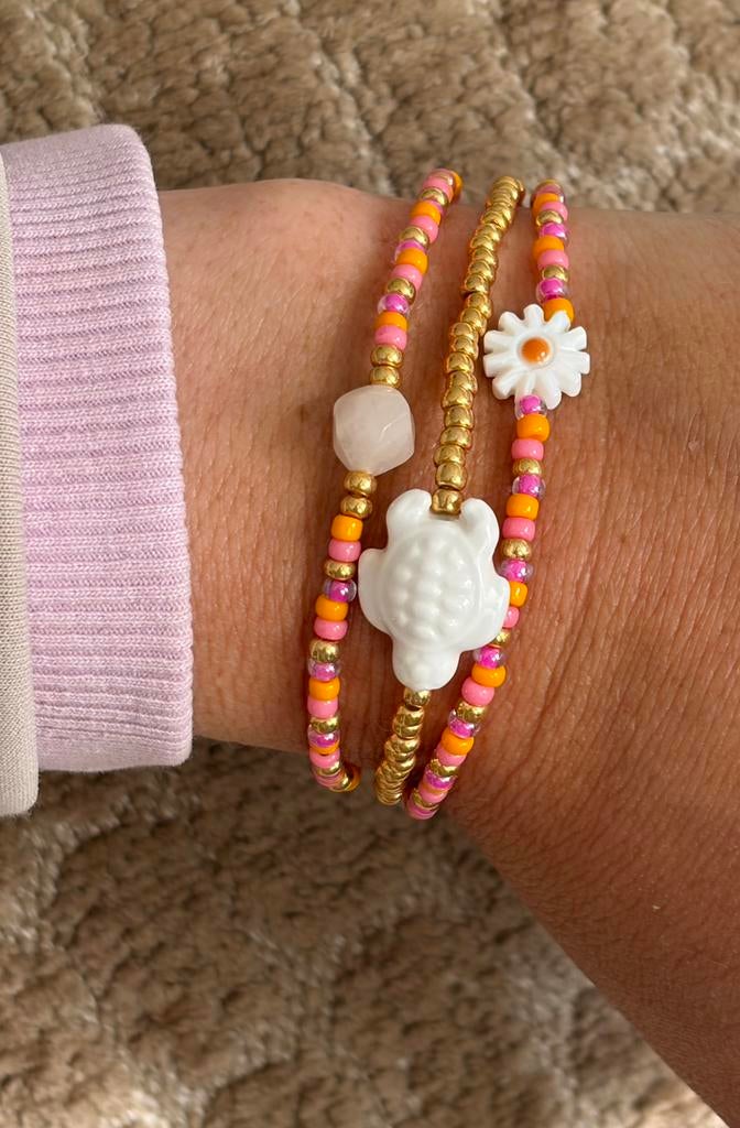 Setje armbandjes 3 stuks., Sieraden, Tassen en Uiterlijk, Armbanden, Ophalen of Verzenden, Nieuw, Roze