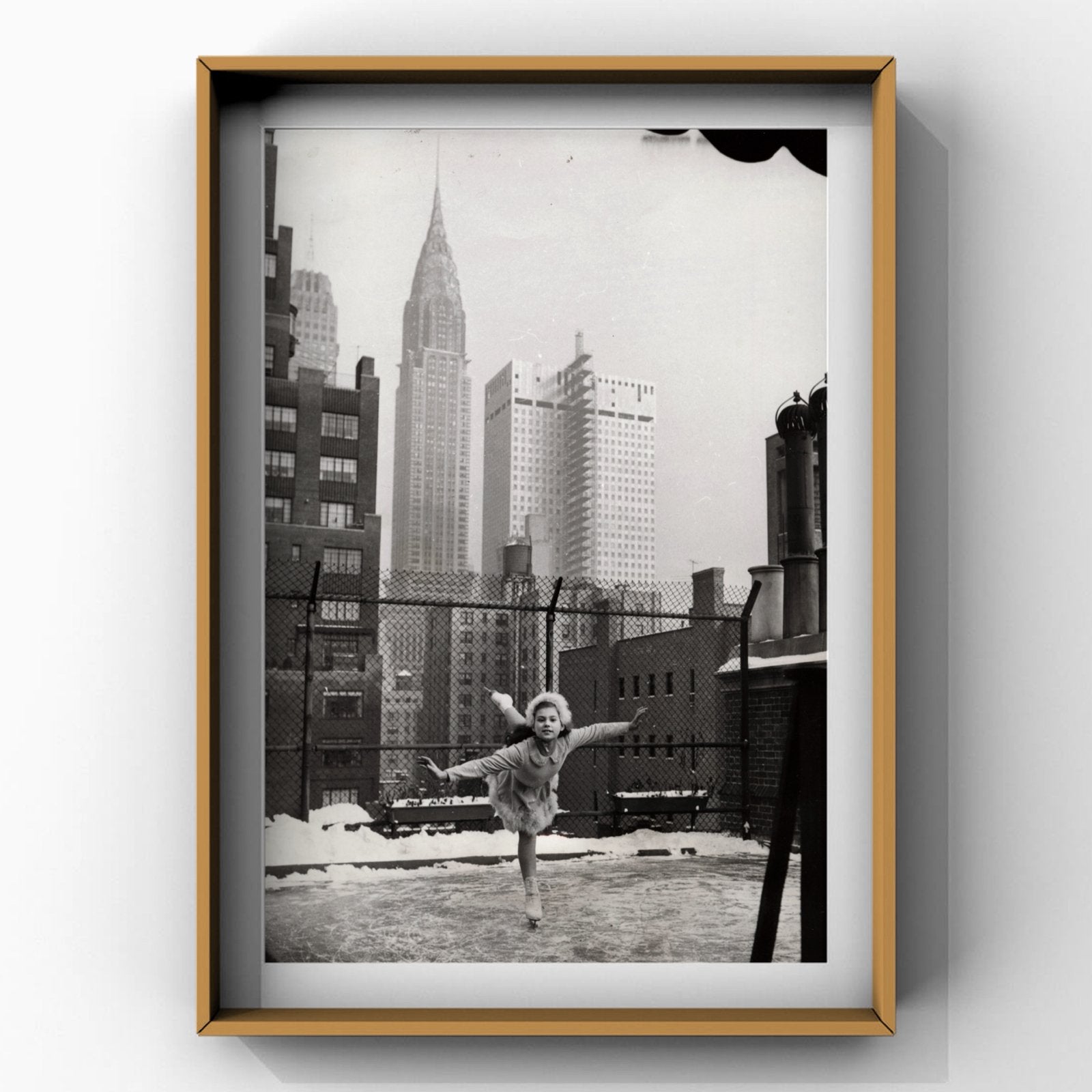 Mid century Little Skater, Manhattan Skyline 1955 New York, Verzamelen, Foto, Zo goed als nieuw, 1940 tot 1960, Buitenland