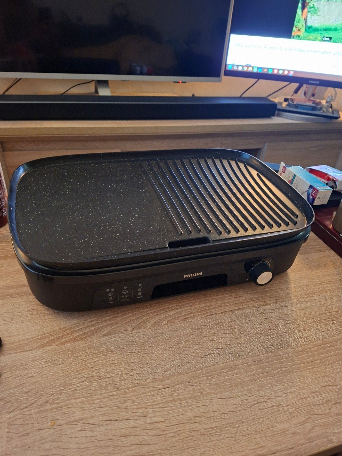 Philips HD6210 Tafelgrill Z.G.A.N, Ophalen of Verzenden, Vaatwasmachinebestendig, Zo goed als nieuw, Tafelgrill