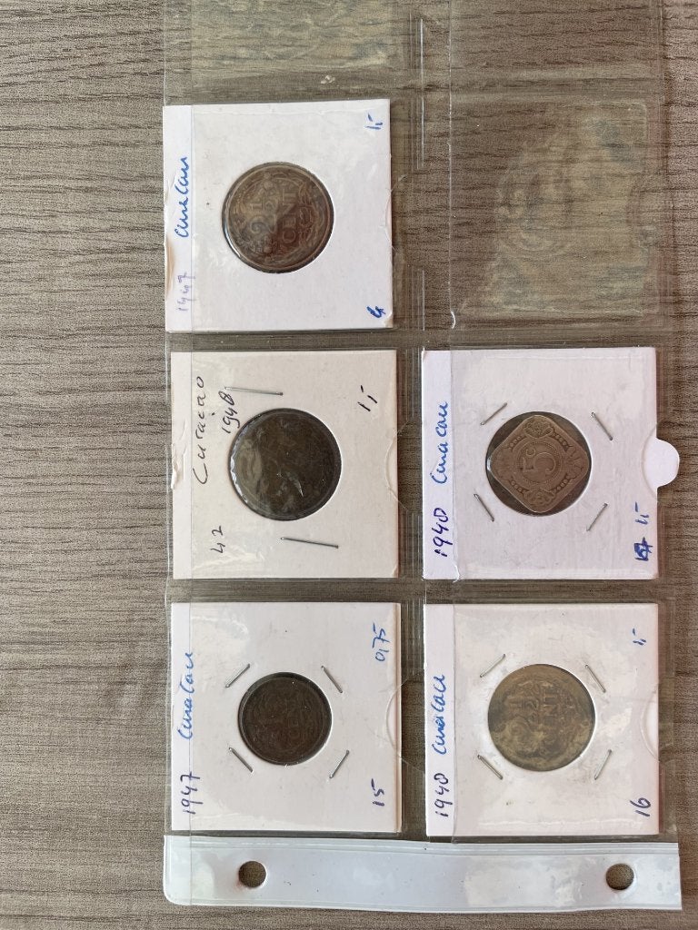 5 munten Curaçao, Verzenden, Koningin Juliana, Losse munt