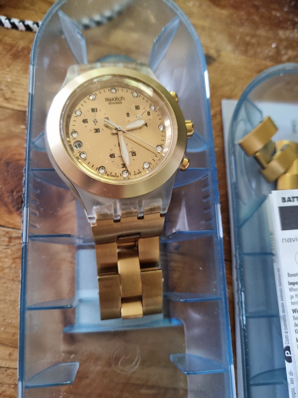 Prachtig Swatch Irony Diaphane horloge - Goudkleurig, Sieraden, Tassen en Uiterlijk, Horloges | Heren, Staal, Staal, Polshorloge