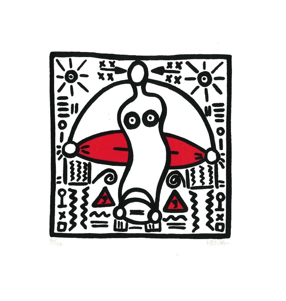 Zeefdruk van Henk de Bouter  Auto (rood), Antiek en Kunst, Ophalen of Verzenden