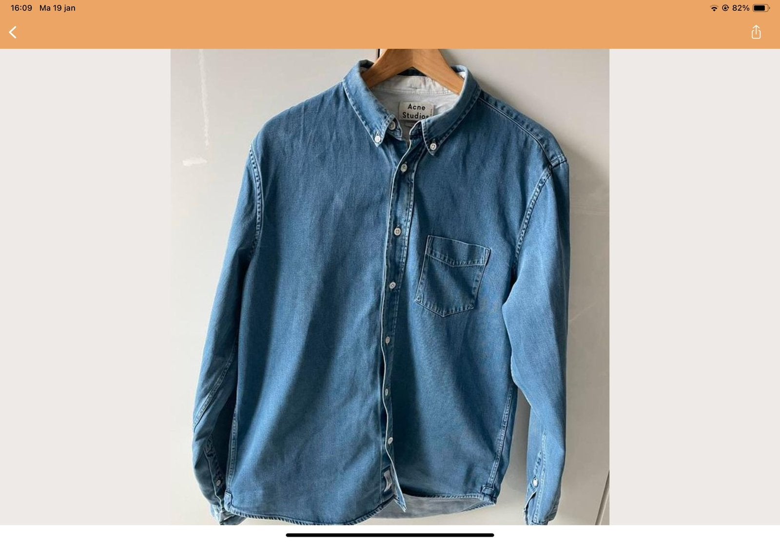 Acne studios spijker overhemd maat 50, Ophalen of Verzenden, Gedragen, Blauw