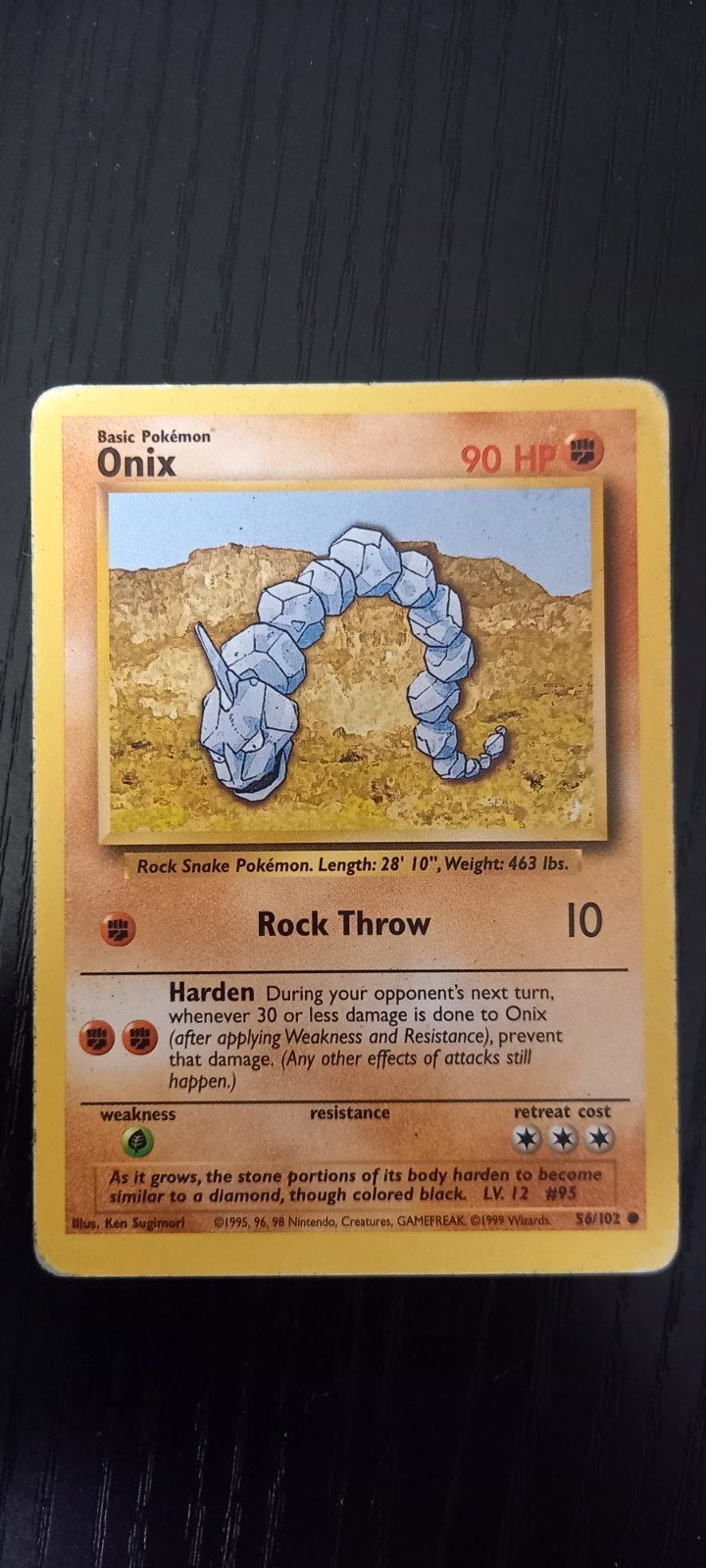 Pokémon Kaart Onix 56/102 (1999 Wizards) - Basic Pokémon, Ophalen of Verzenden, Gebruikt, Losse kaart