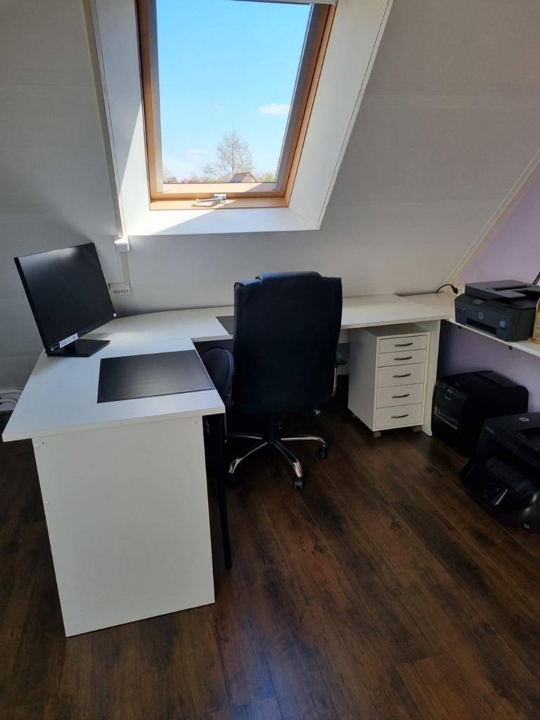 Bureau wit inclusief ladekastje, Huis en Inrichting, Bureaus, Ophalen, Gebruikt