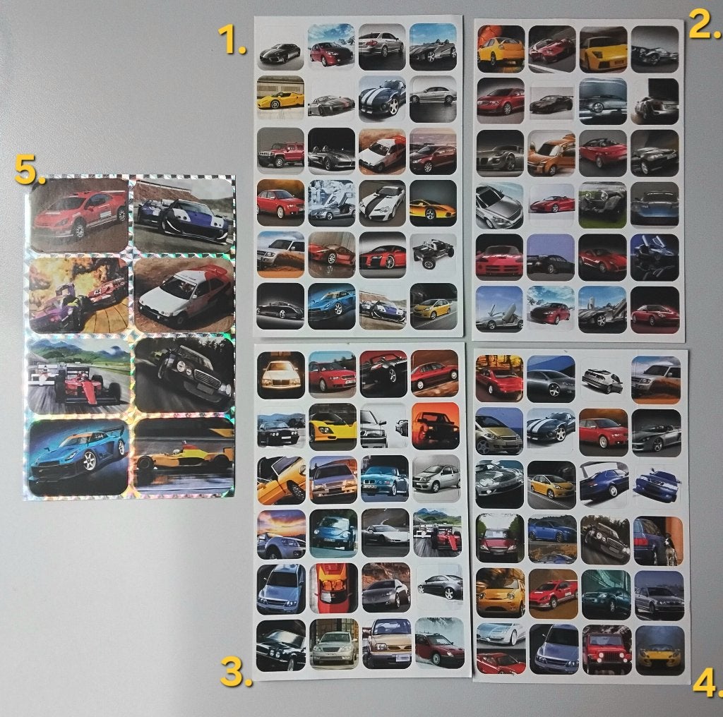 5 stickervellen met stickers van auto's, Ophalen of Verzenden, Nieuw, Knutselen