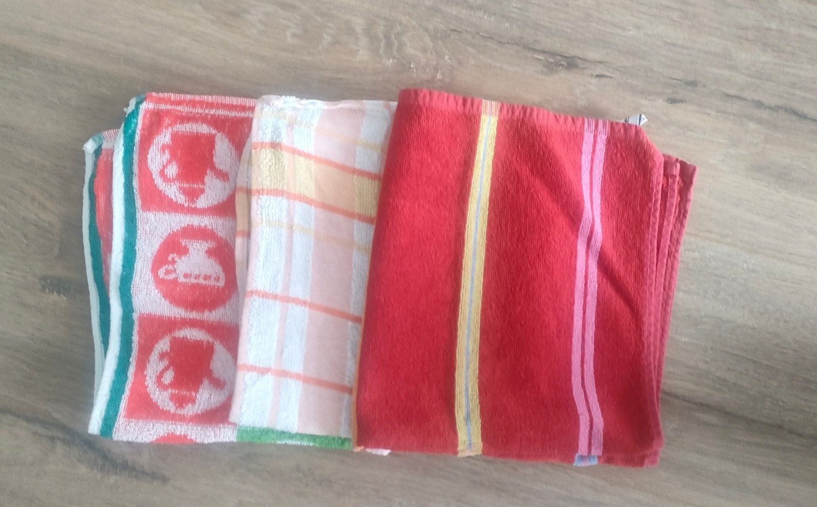 Retro rood/groene keukenhanddoeken 3 stuks, Ophalen of Verzenden, Gebruikt, Rood, Theedoek of Handdoek