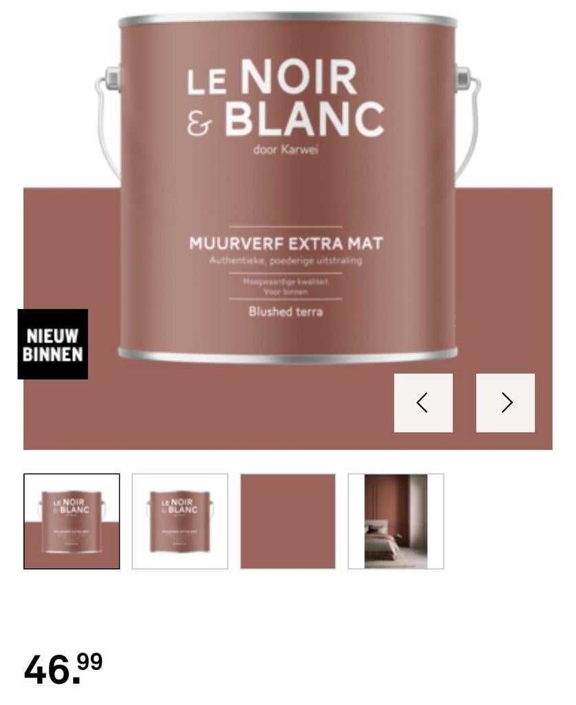 5l Le Noir & Blanc Muurverf Extra Mat - Blanked brown NIEUW, Doe-het-zelf en Verbouw, Ophalen, Bruin, Nieuw, Verf
