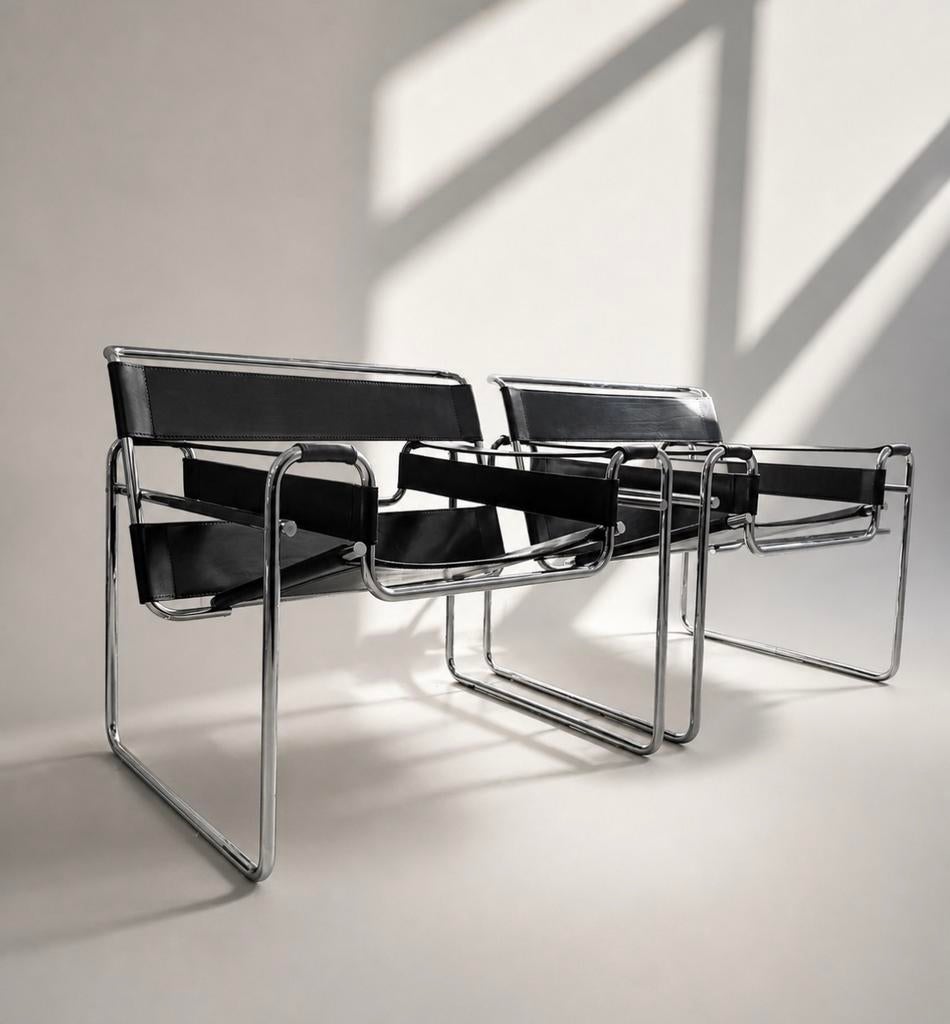 2 Vintage Wassily Chairs, Marcel Breuer, Fasem, Italy ca80s, Huis en Inrichting, Fauteuils, Ophalen, Gebruikt, -, -