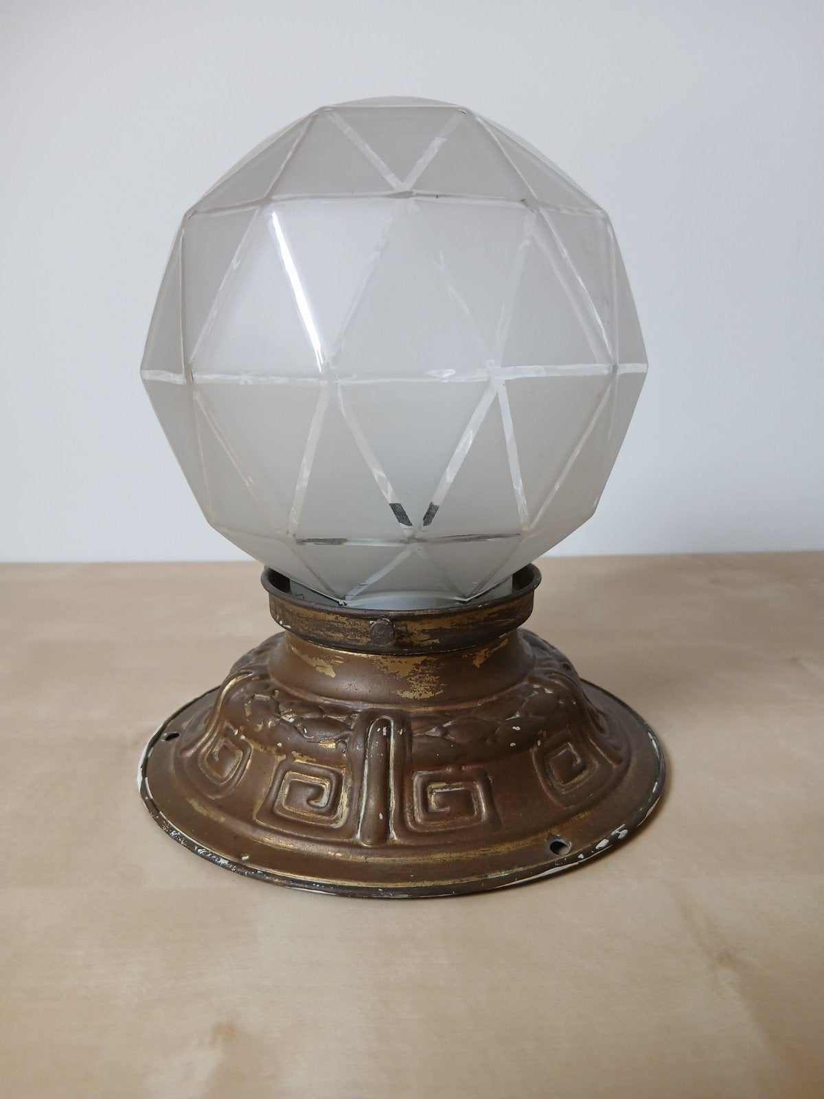 Antieke Art Deco Plafondlamp bolvormig jaren ‘30, Antiek en Kunst, Ophalen of Verzenden