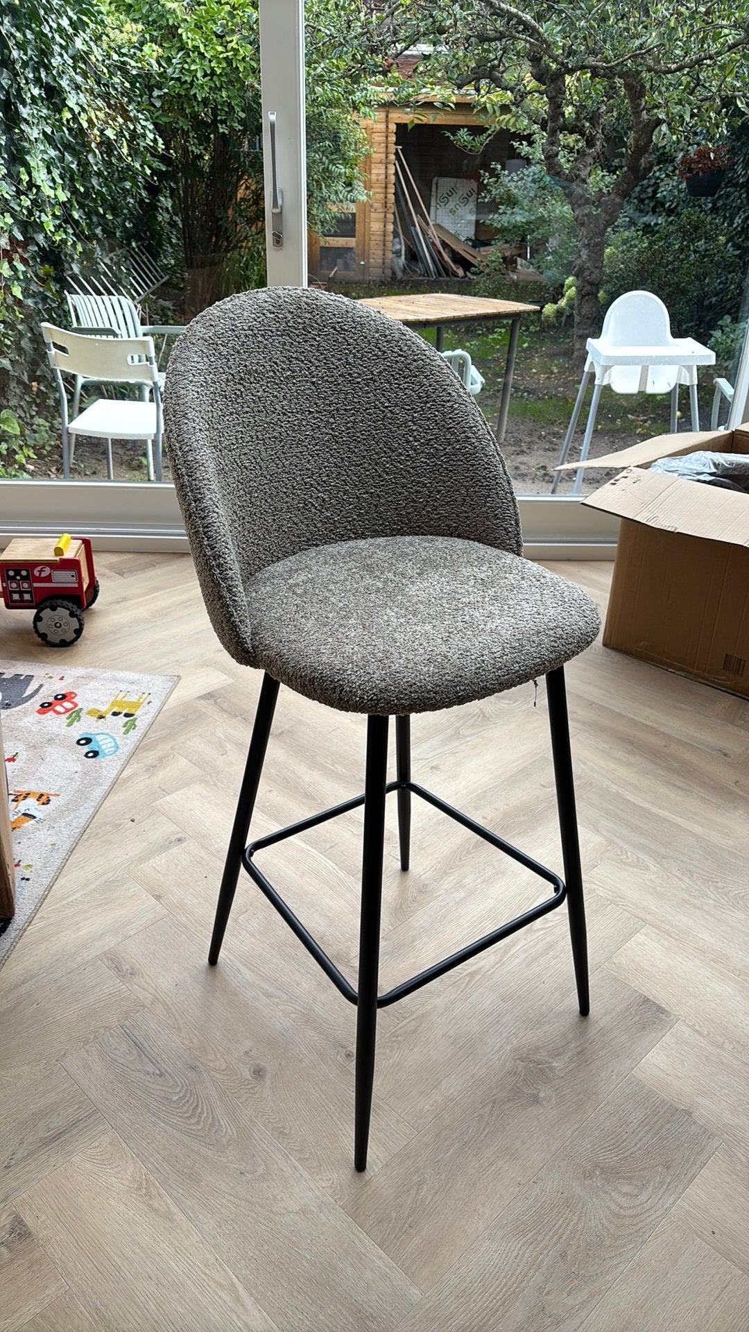 Barkruk boucle taupe, 1 kruk, Ophalen, Nieuw