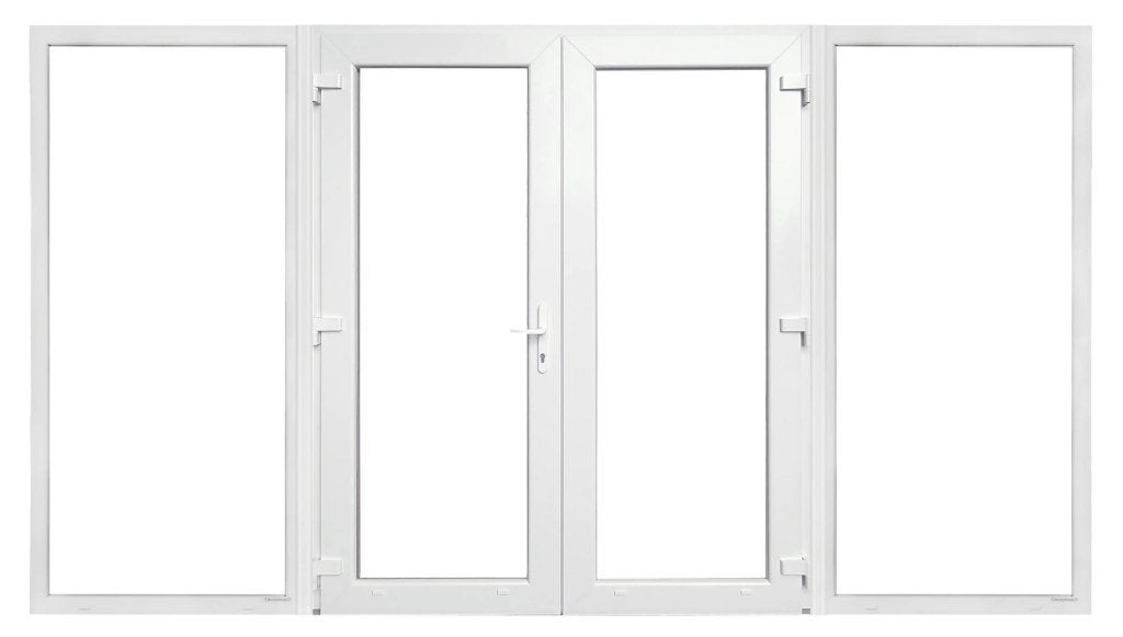 Kunststof Dubbele Deur Met Zijlichten 404,8 X 215 Cm Wit, Niet ingevuld, Kunststof, Niet ingevuld, Nieuw