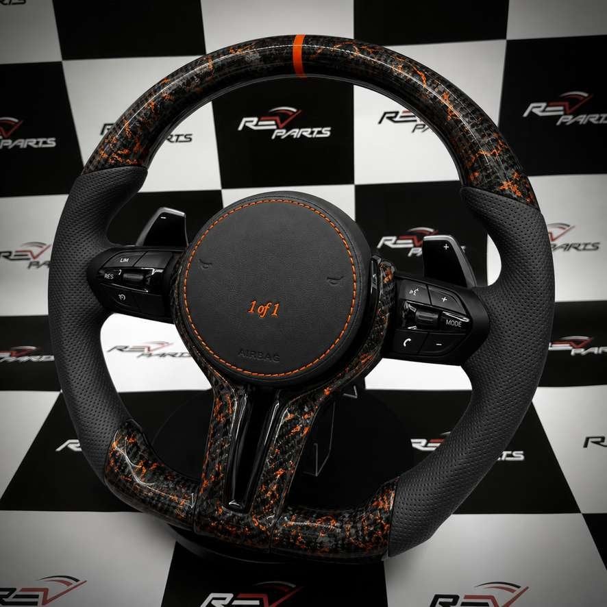Custom oranje forged carbon stuur voor BMW F en E modellen, Ophalen of Verzenden, RevParts, Info@revparts.nl, .