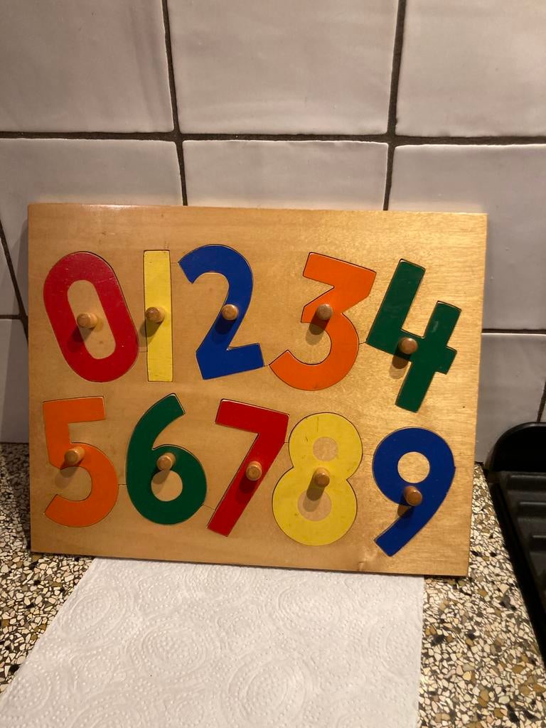 Houten puzzel cijfers, Ophalen of Verzenden, Gebruikt