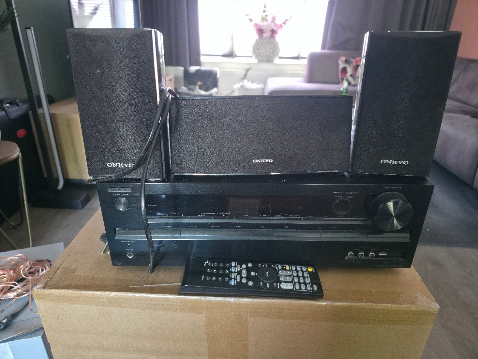 Onkyo AV Receiver TX-SR313 met Onkyo 3.1 Luidsprekersysteem, Gebruikt, 70 watt of meer, 3.1-systeem, Overige spelers