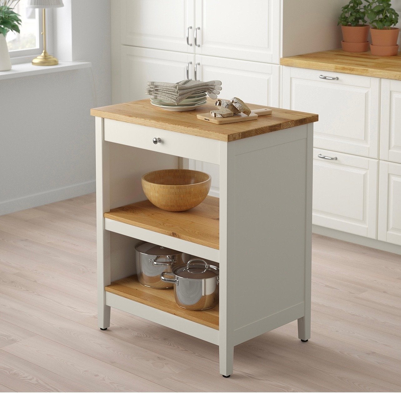 IKEA TORNVIKEN Keukeneiland 72x52 cm off-white/eiken, Ophalen, Hout, IKEA, Keukentrolley