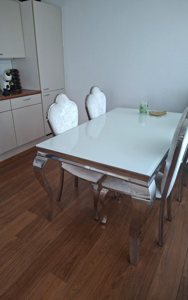 Barok eettafel met stoelen en salontafel, Ophalen, Gebruikt, 100 tot 150 cm, 50 tot 100 cm
