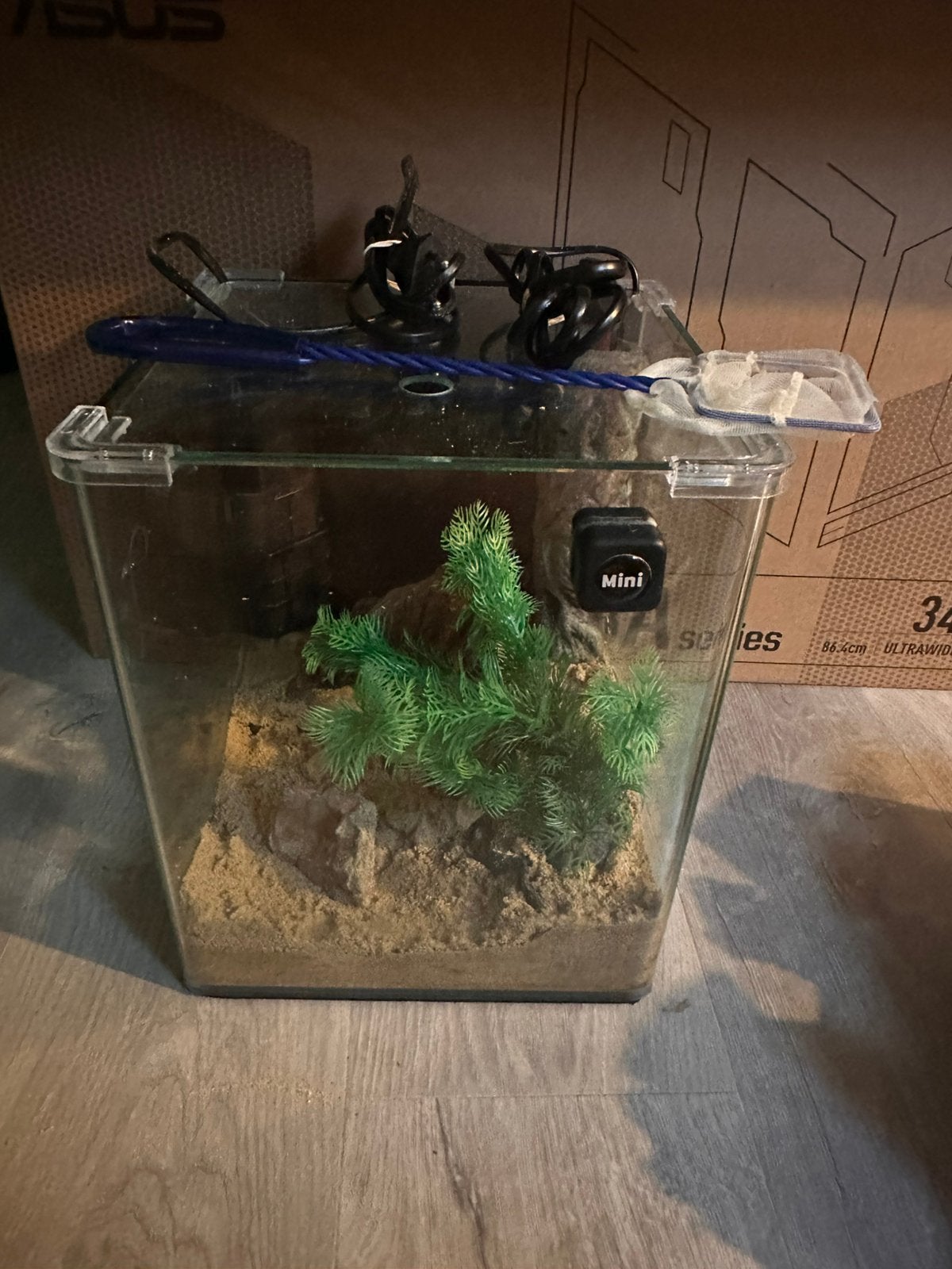 Dennerle Nano-Cube 20l incl. verwarming en filter + cover, Ophalen, Gebruikt, Leeg aquarium