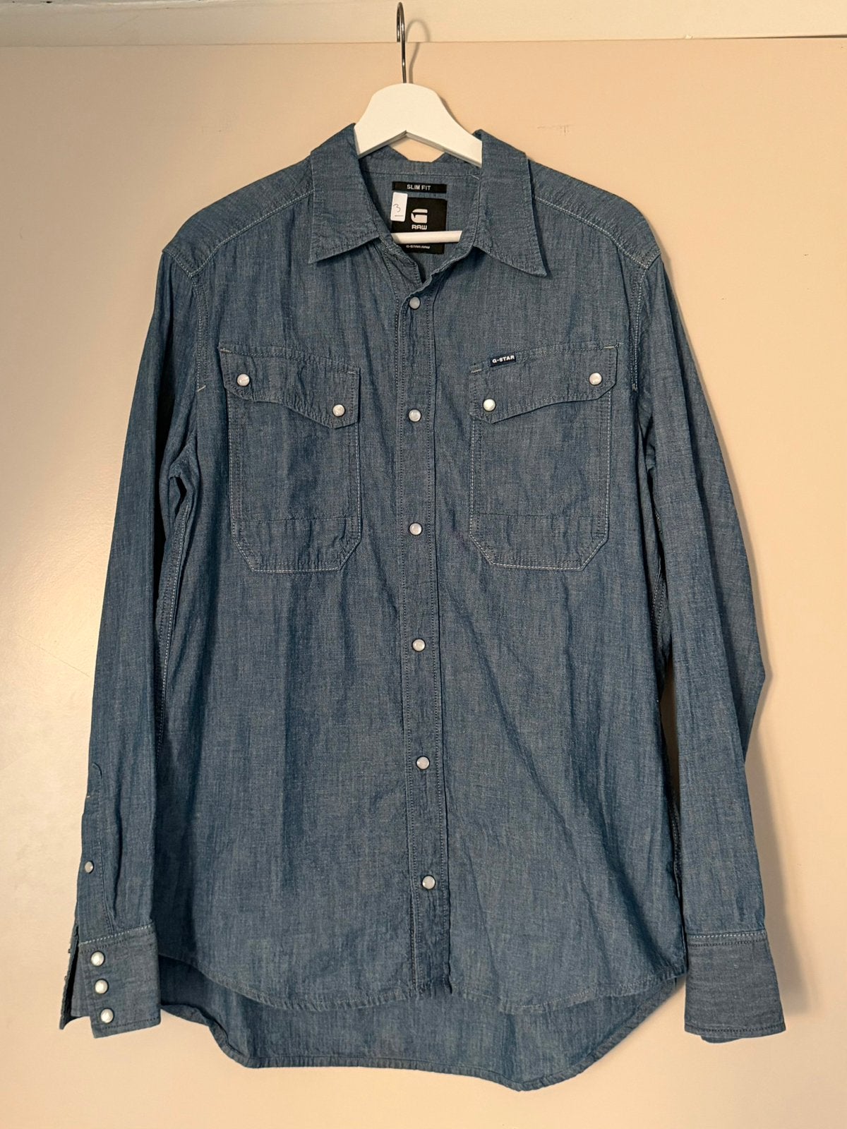 G-Star RAW Worker Slim fit denim overhemd - maat L, Ophalen of Verzenden, Zo goed als nieuw, Blauw, Halswijdte 41/42 (L)
