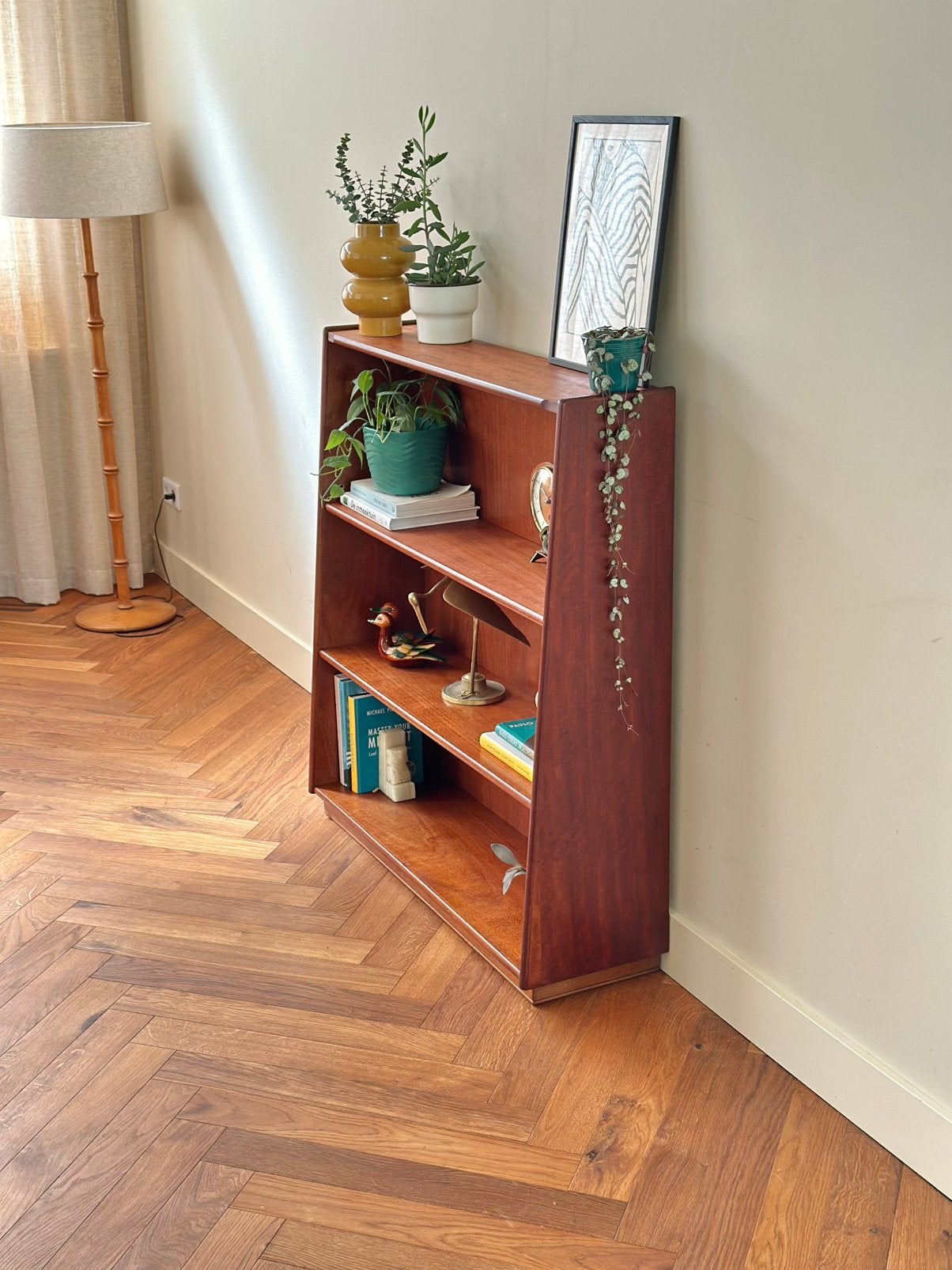 Vintage wandkast boekenkast teak hout jaren 50/60/70, Huis en Inrichting, Kasten | Wandmeubels, Ophalen, Met plank(en), Gebruikt