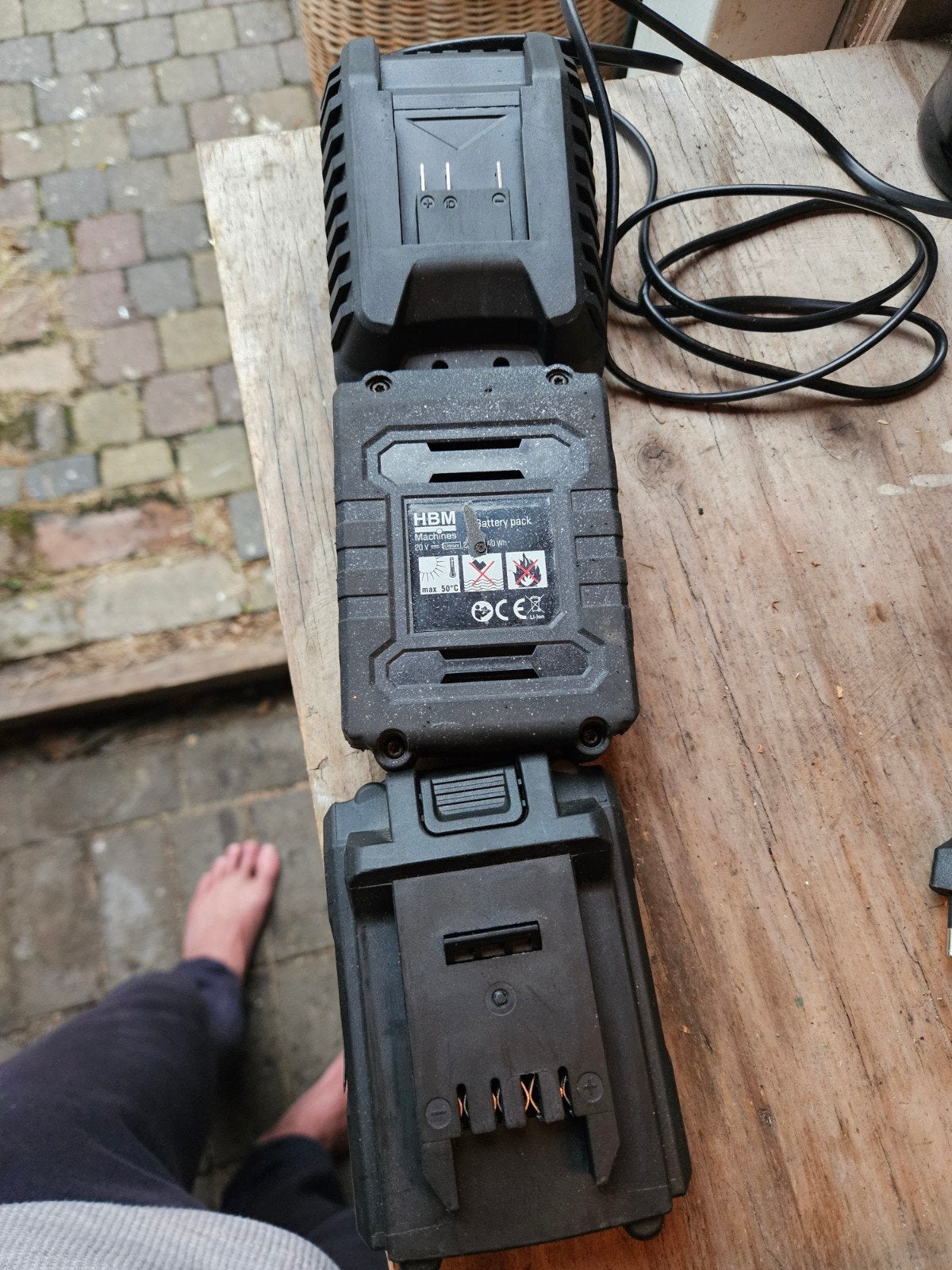 HBM Machines Accu's en Oplader - 20V Li-ion, Ophalen of Verzenden, Gebruikt, Minder dan 400 watt, Overige typen