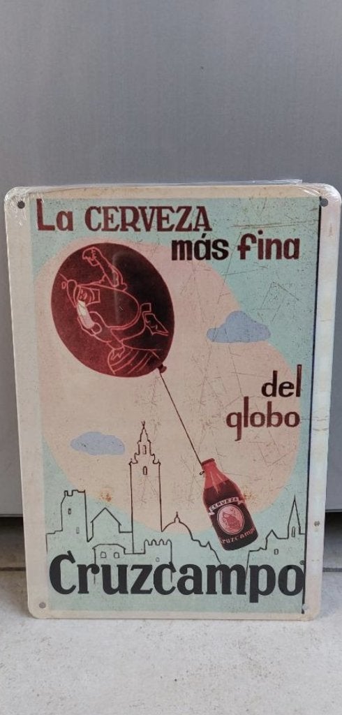 Metalen reclamebord Cruzcampo, Ophalen of Verzenden, Nieuw, Reclamebord, Plaat of Schild, Overige merken