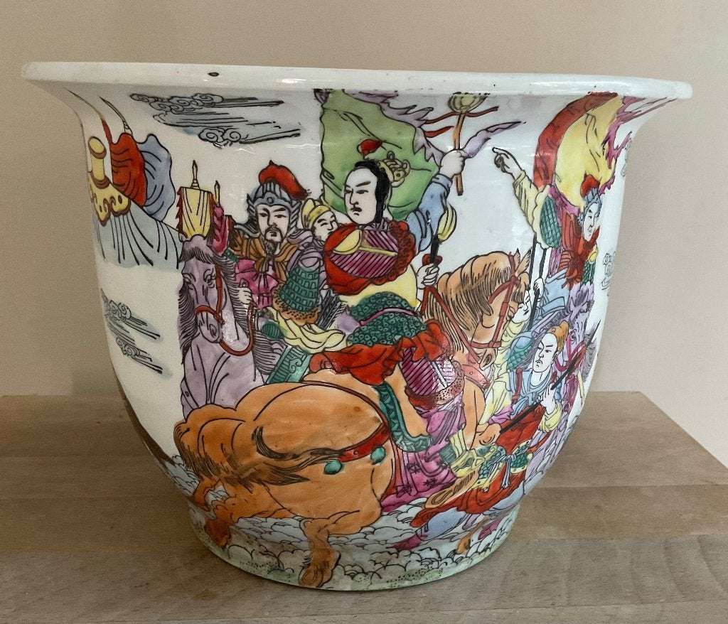 Chinese bloempot met Qianlong merkteken handbeschilderd, Antiek en Kunst, China, Verzenden, Gemerkt